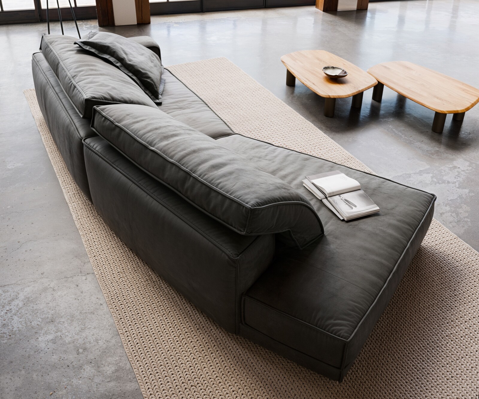 Big-sofa Snoosh 400x150 cm microvezel zwart vintage recamiere links 3