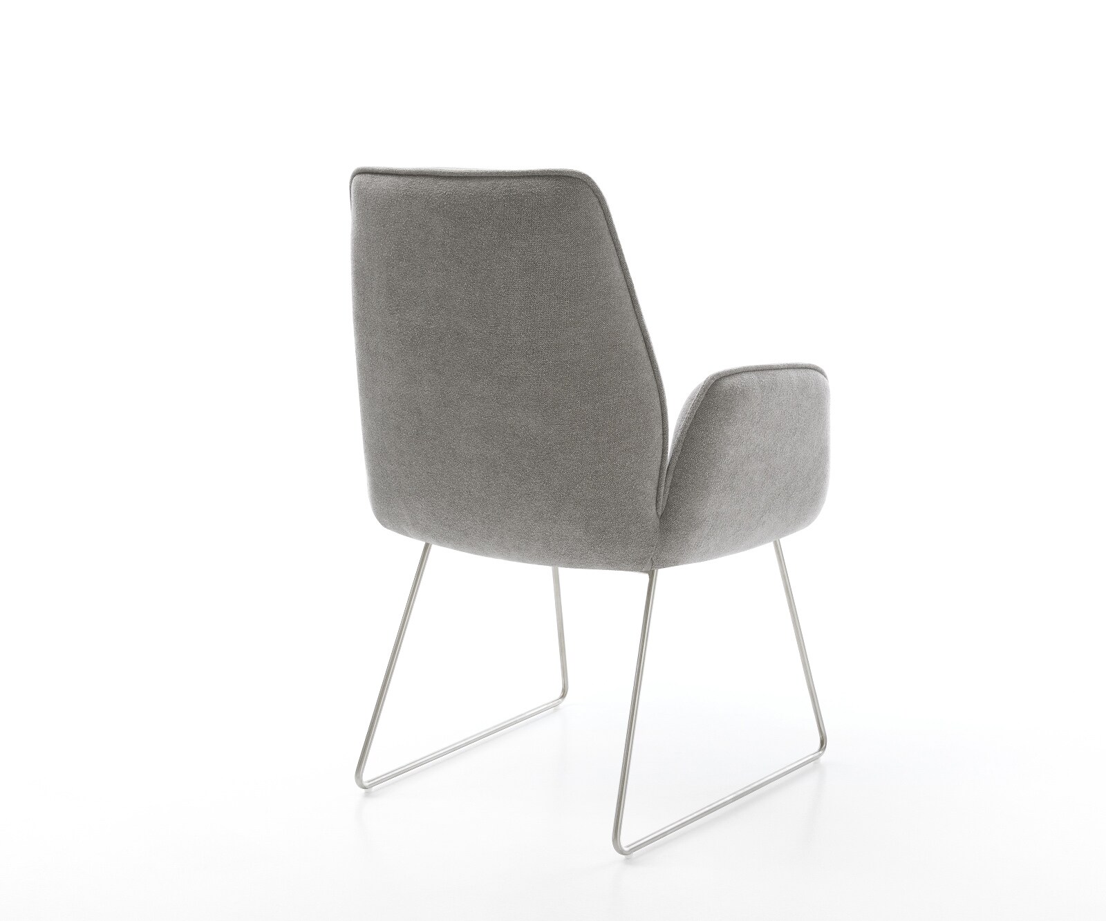 Eetkamerstoel Zoa-Flex zachte stof met structuur grijs slipframe roestvrij staal pocketveer kern 4