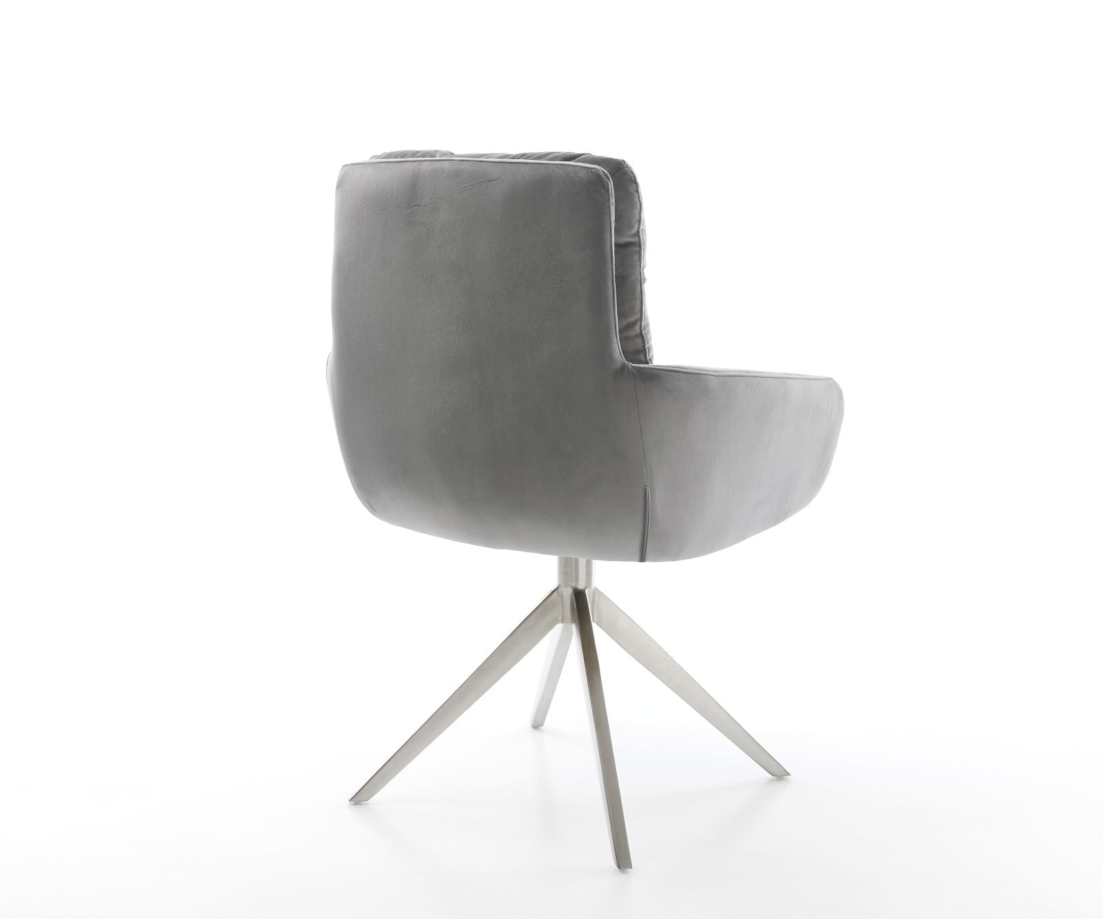 Draaistoel Abelia-Flex met armleuning fluweel grijs kruisframe breed roestvrij staal 360° draaibaar rocker-functie 4 Draaistoel Abelia-Flex met armleuning fluweel grijs kruisframe breed roestvrij staal 360° draaibaar rocker-functie 4