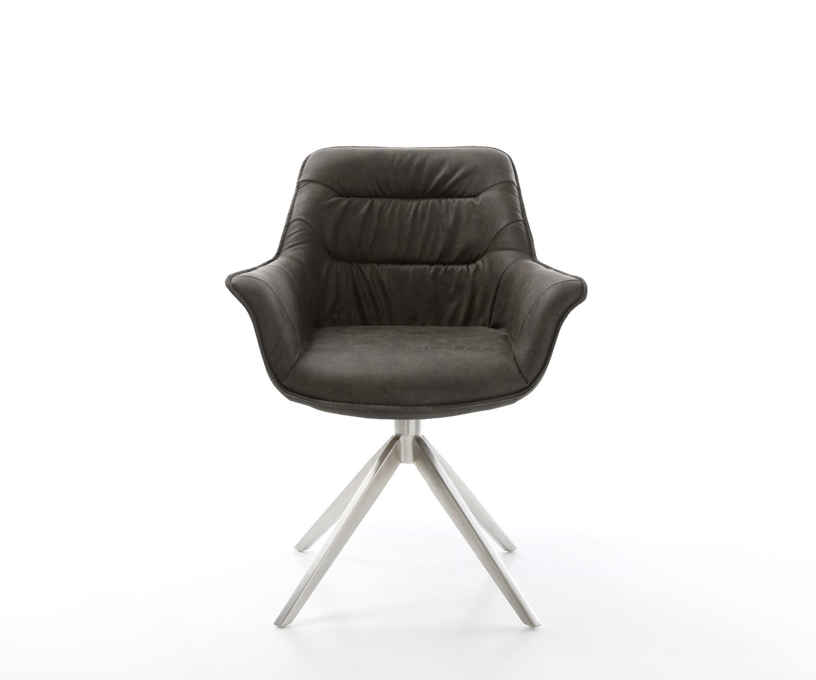 Eetkamerstoel Kaira-Flex microvelours antraciet vintage kruisframe breed roestvrij staal 1 Eetkamerstoel Kaira-Flex microvelours antraciet vintage kruisframe breed roestvrij staal 1