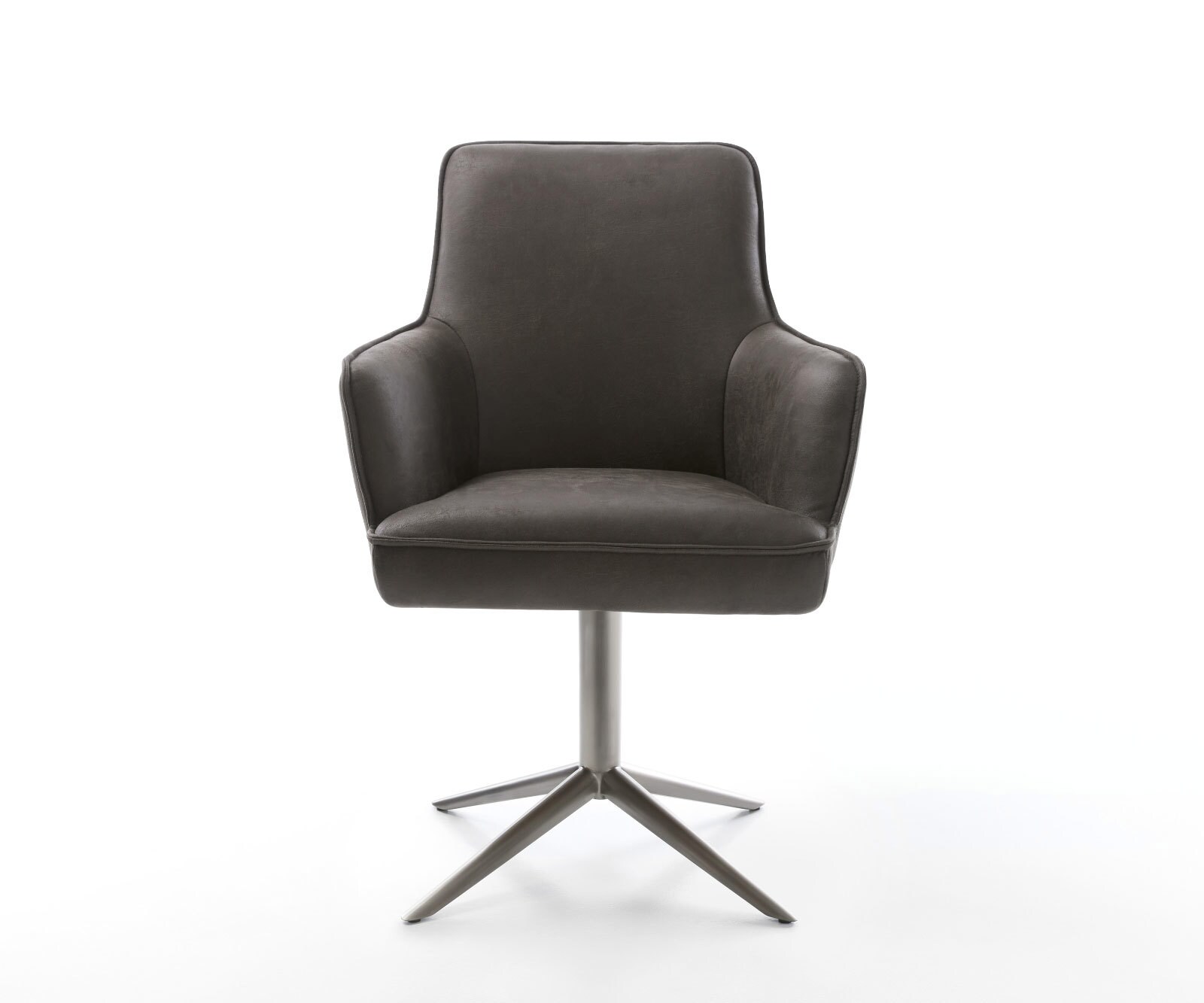 Draaistoel Heira-Flex met armleuning microvelours antraciet vintage kruispoot grafiet 360° draaibaar rocker-functie pocketveer kern 2