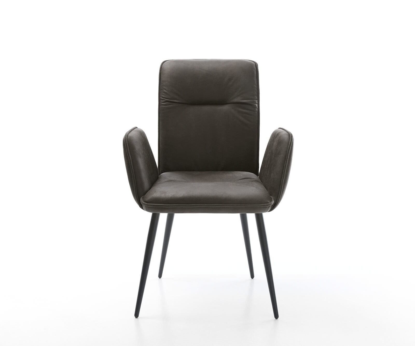 Eetkamerstoel Vinja-Flex microvelours antraciet vintage 4-poot conisch zwart 1