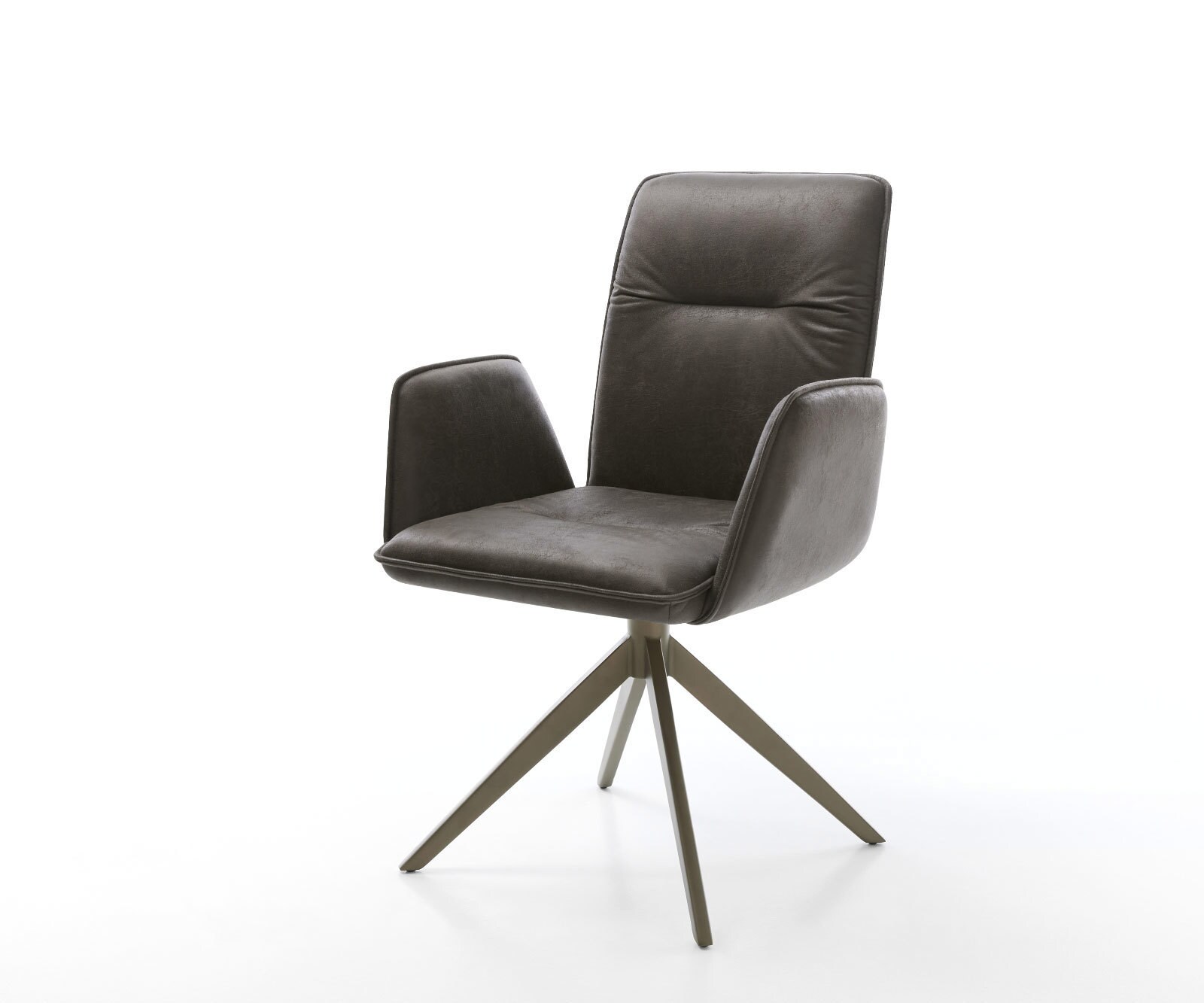 Draaistoel Vinja-Flex microvelours antraciet vintage kruisframe breed afwerking met titanium 360° draaibaar