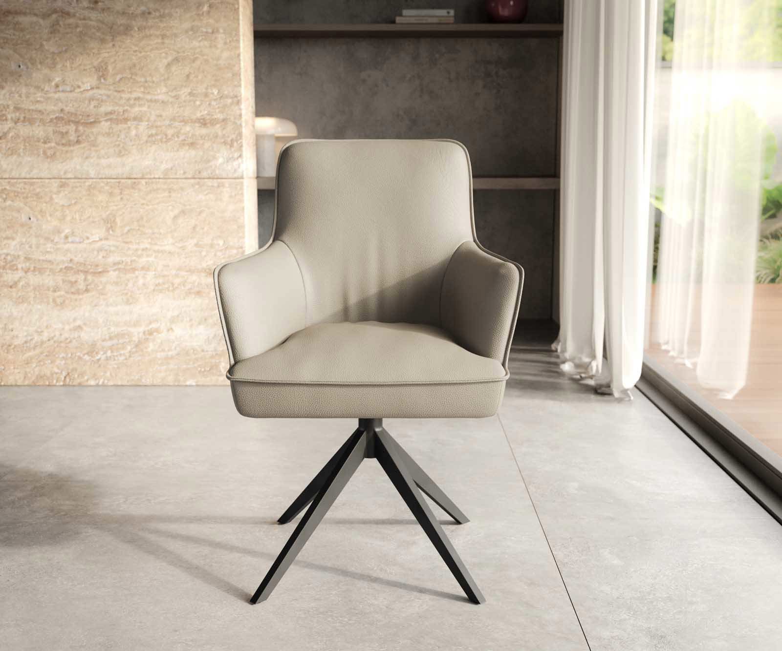 Draaistoel Heira-Flex met armleuning echt leer mud kruisframe breed zwart 360° draaibaar pocketveer kern 1 Draaistoel Heira-Flex met armleuning echt leer mud kruisframe breed zwart 360° draaibaar pocketveer kern 1