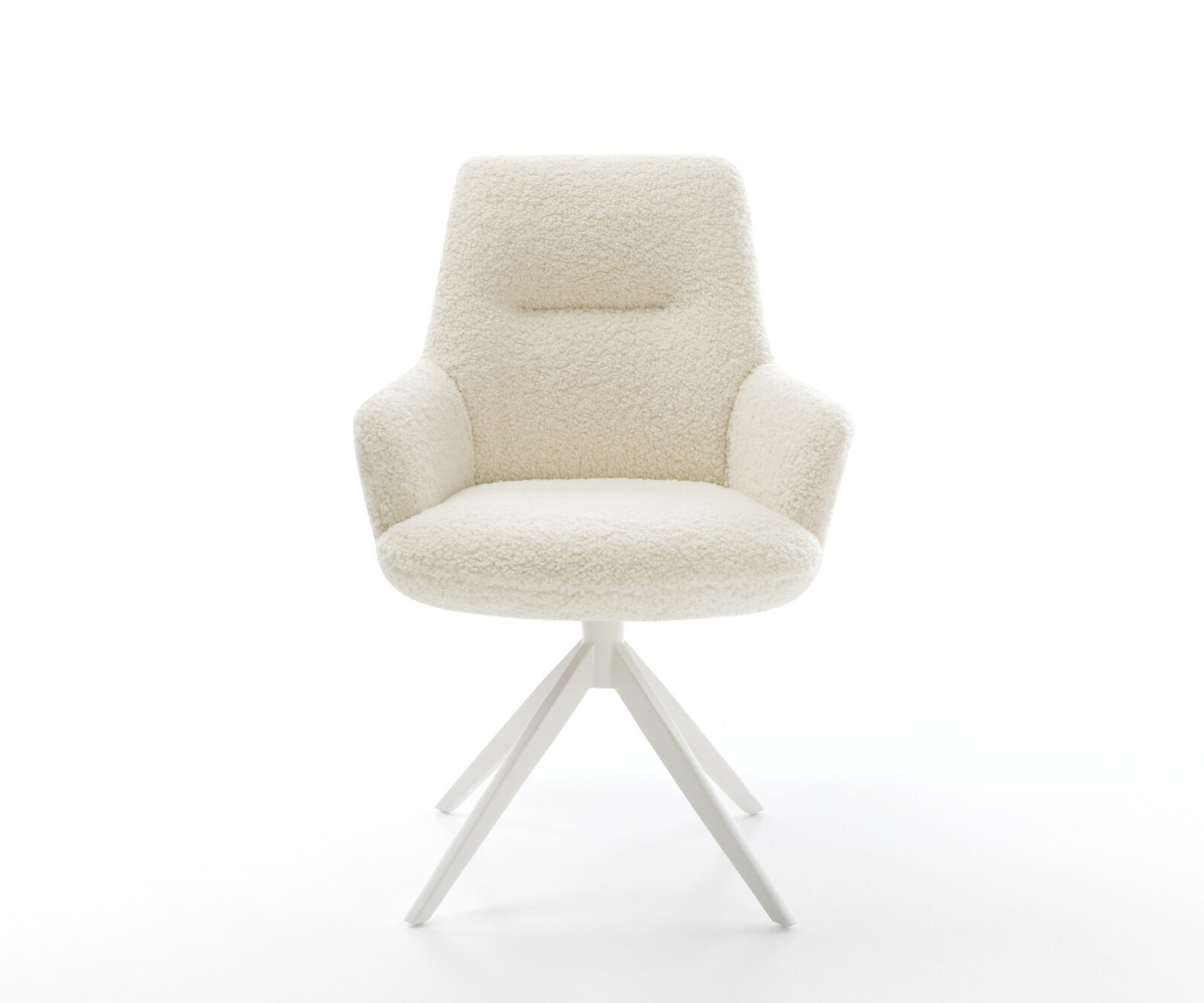 Draaistoel Zelia-Flex met armleuning teddy beige kruisframe breed wit 360° draaibaar rocker-functie pocketveer kern 1