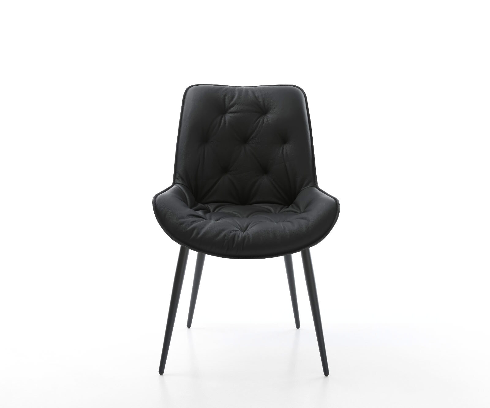 Eetkamerstoel Taimi-Flex echt leer zwart 4-poot conisch zwart 2 Eetkamerstoel Taimi-Flex echt leer zwart 4-poot conisch zwart 2