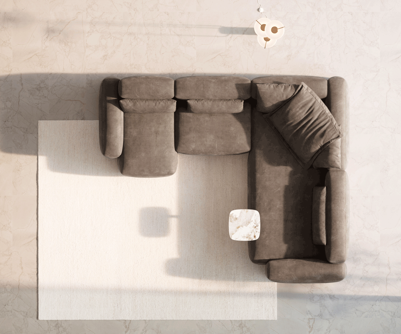 Woonkamer landschap Freestyle 360x290 cm Microvezelmateriaal Taupe Vintage kapnaad 6