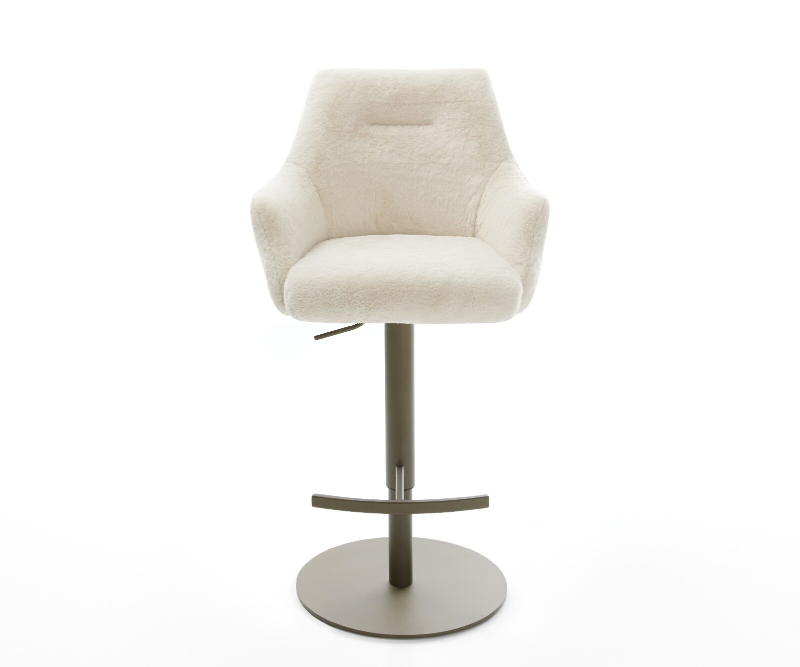 Barstoel Alja-Flex Pluchen Crème-wit Draaivoet in hoogte verstelbaar Titaankleurig Titaankleurig Pocketvering 1