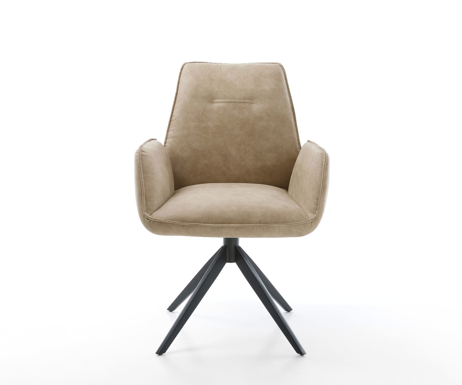 Draaistoel Zoa-Flex microvelours beige vintage kruisframe breed zwart 360° draaibaar rocker-functie pocketveer kern 1