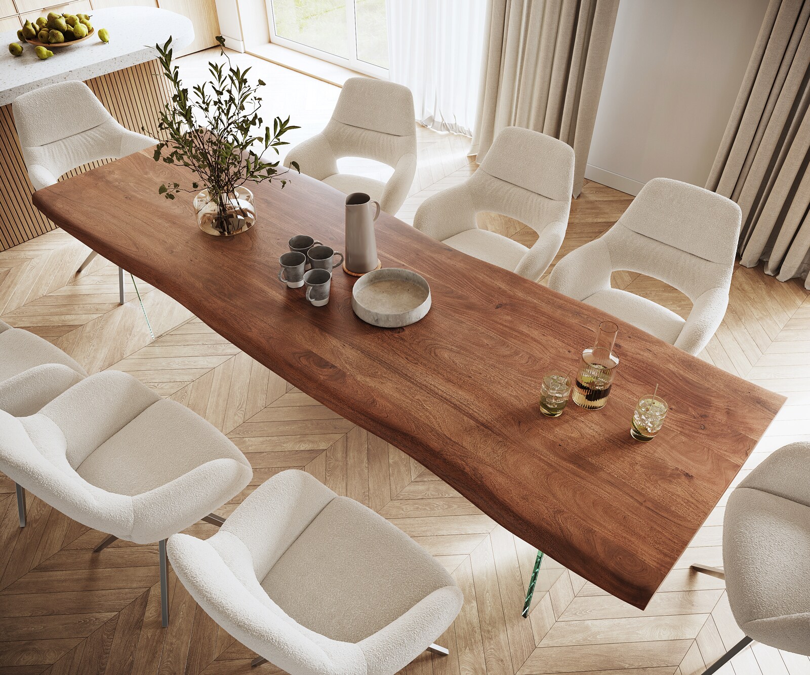 Eettafel Edge 300x100 XL acacia bruin  glas Live-Edge 4