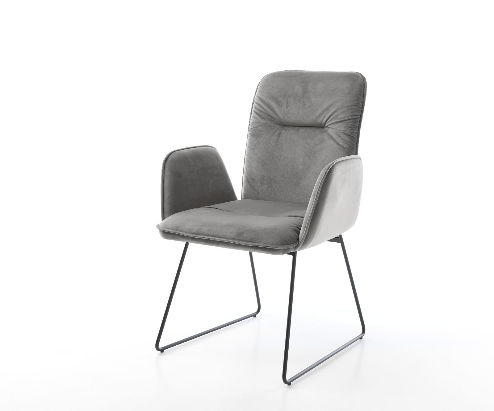 Eetkamerstoel Vinja-Flex fluweel grijs slipframe zwart