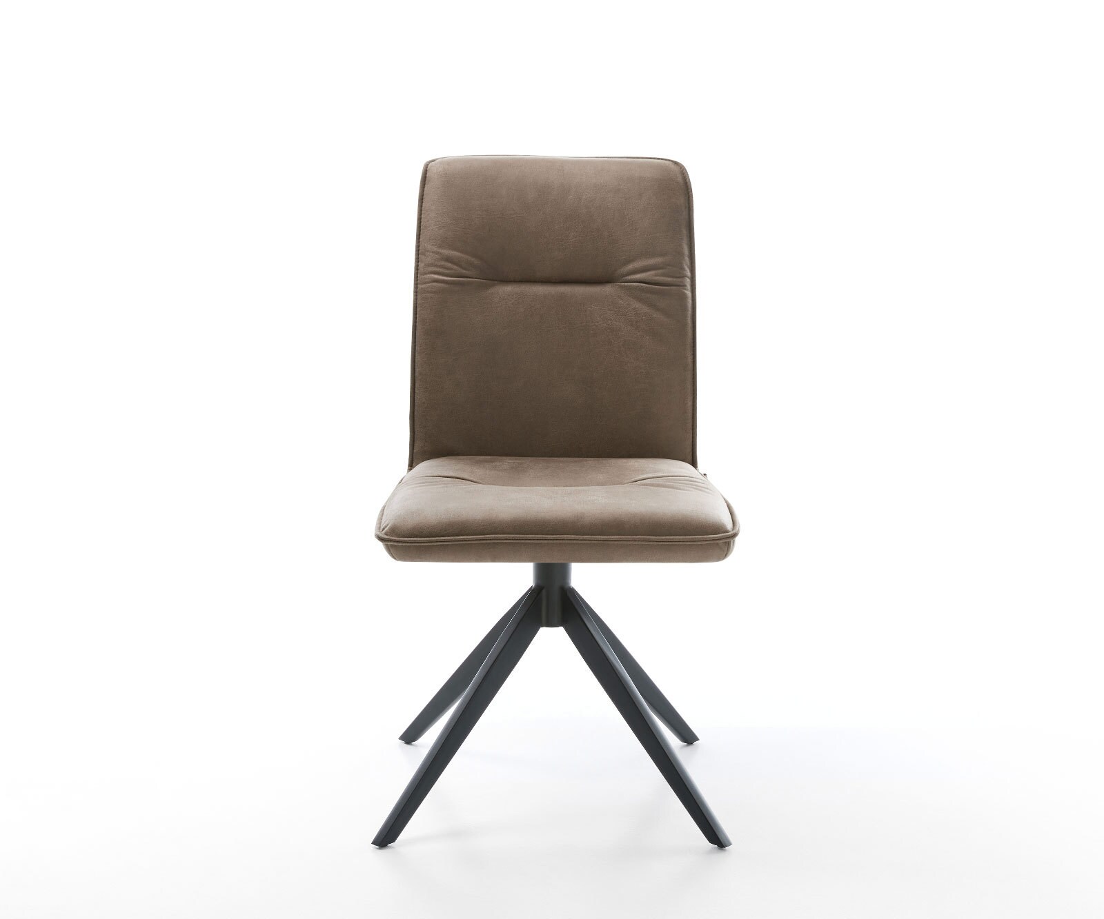 Draaistoel Vinjo-Flex microvelours taupe vintage kruisframe breed zwart 360° draaibaar rocker-functie 1