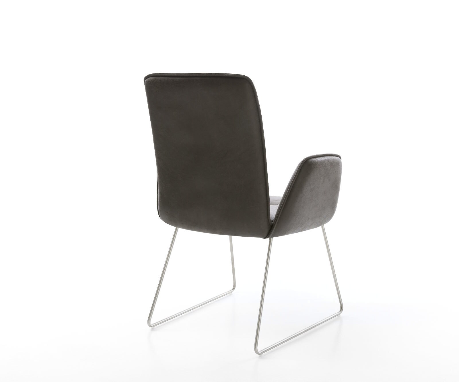 Eetkamerstoel Vinja-Flex microvelours antraciet vintage slipframe roestvrij staal 4