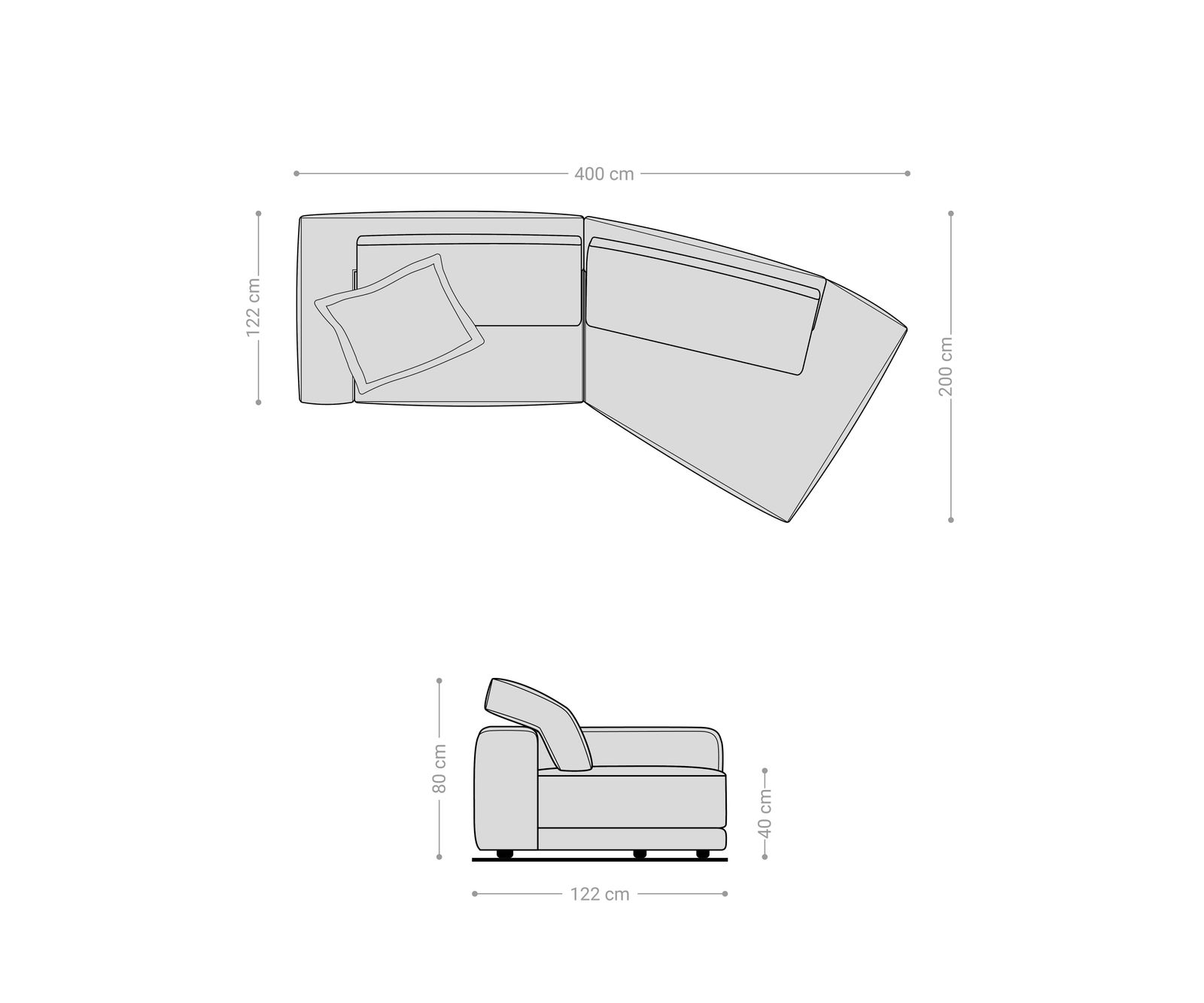 Big-sofa Snoosh 400x150 cm Microvezel zwart Vintage Recamiere rechts 9
