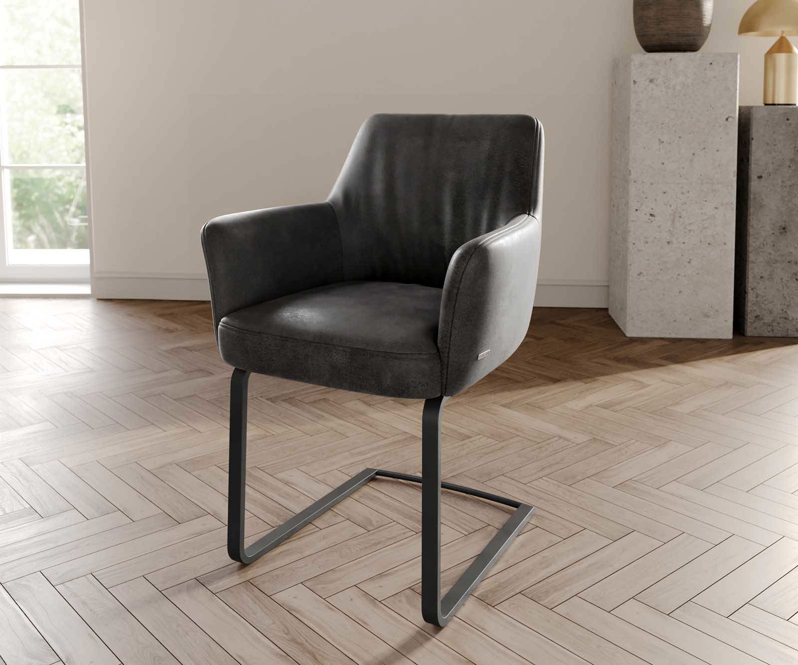 Sledemodel Xana-Flex met armleuning microvelours antraciet vintage sledemodel vlak zwart pocketveer kern Sledemodel Xana-Flex met armleuning microvelours antraciet vintage sledemodel vlak zwart pocketveer kern