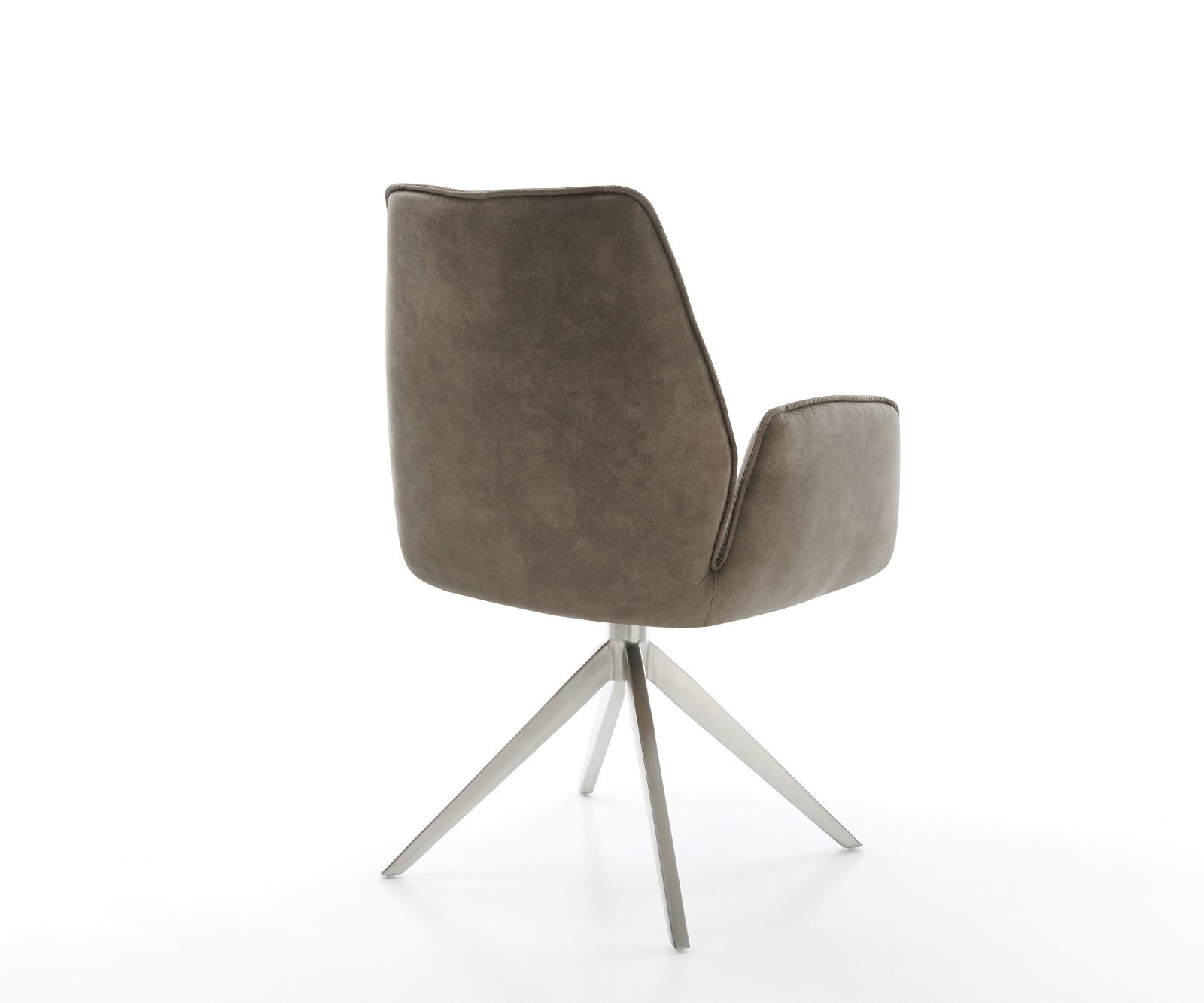 Eetkamerstoel Zoa-Flex microvelours taupe vintage kruisframe breed roestvrij staal pocketveer kern 4