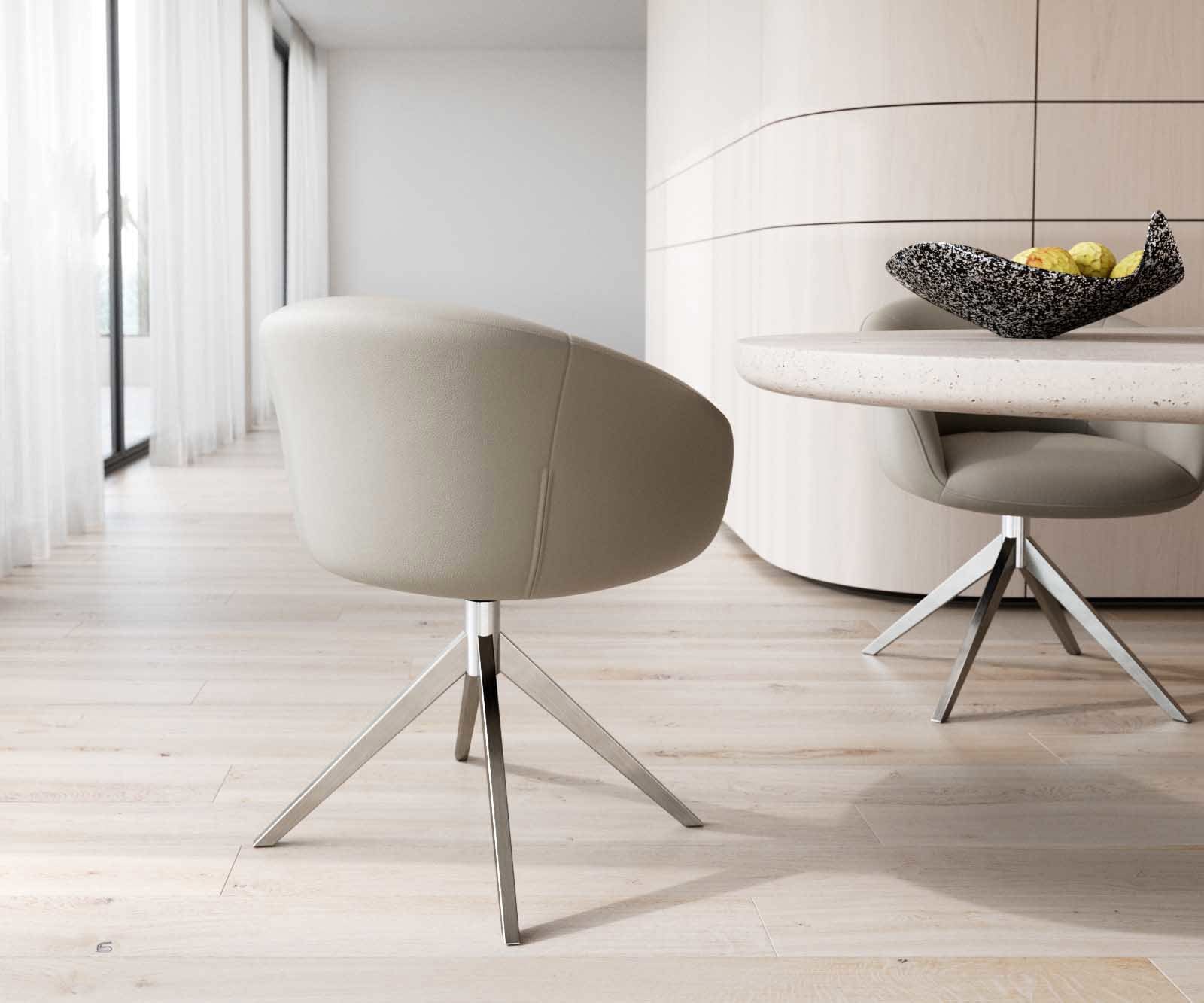 Draaistoel Vinka-Flex met armleuning echt leer mud kruisframe breed roestvrij staal 360° draaibaar pocketveer kern 4 Draaistoel Vinka-Flex met armleuning echt leer mud kruisframe breed roestvrij staal 360° draaibaar pocketveer kern 4