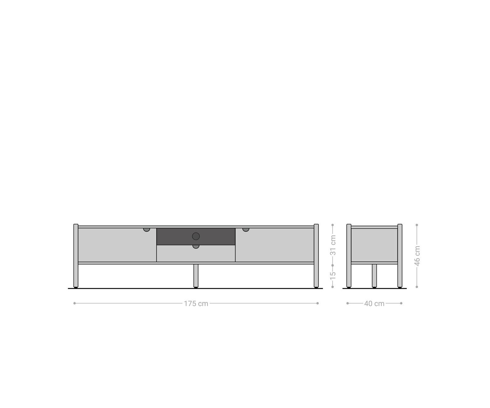 Tv-meubel Caius 175 cm acacia aura 2 deuren 1 lade 1 vak 6