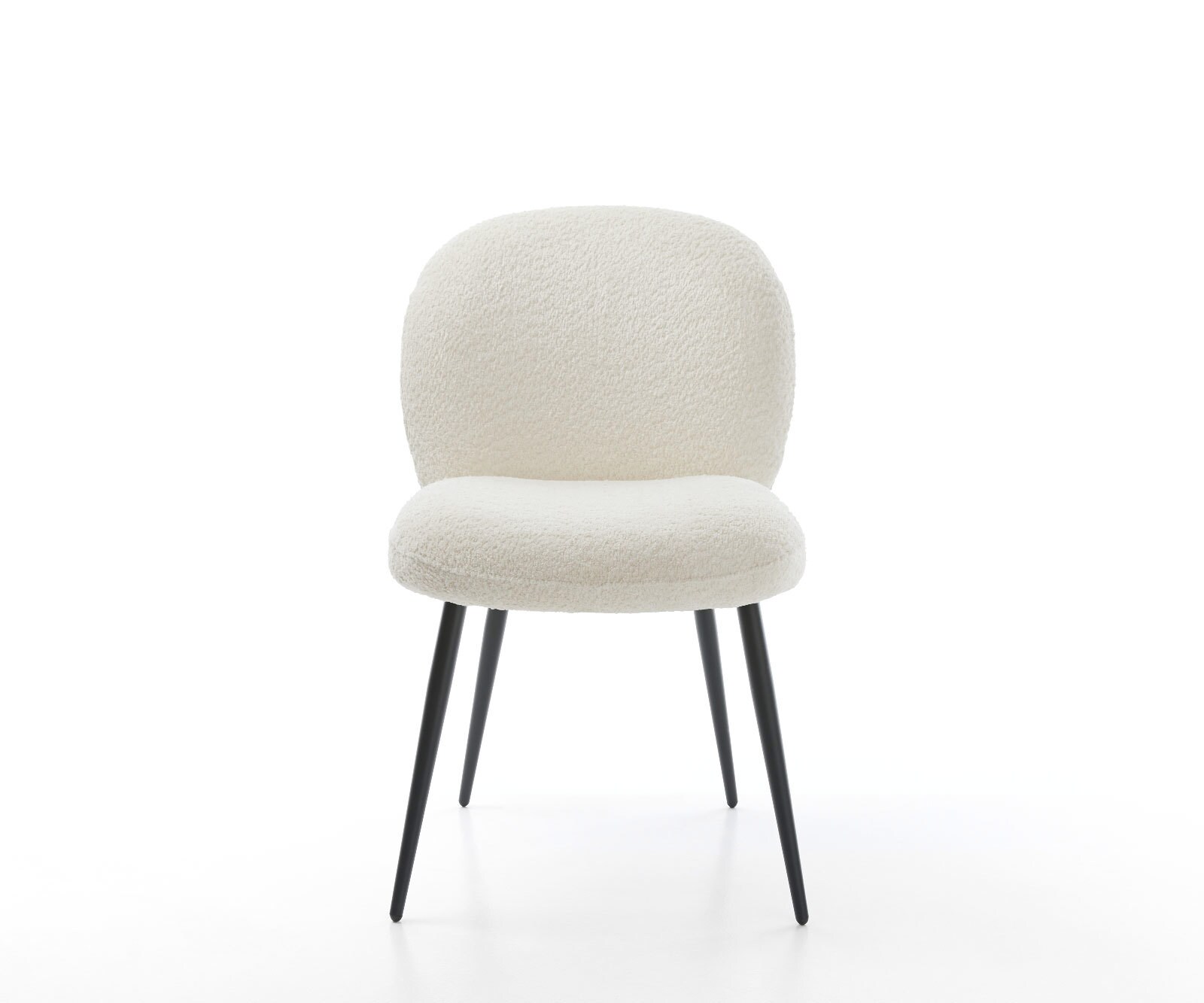 Eetkamerstoel Nube-Flex bouclé wit 4-poot conisch zwart pocketveer kern 1 Eetkamerstoel Nube-Flex bouclé wit 4-poot conisch zwart pocketveer kern 1