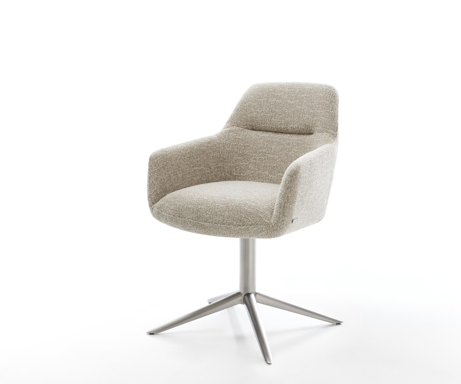 Draaistoel Pejo-Flex geweven stof beige kruispoot roestvrij staal 360° draaibaar rocker-functie pocketveer kern 1
