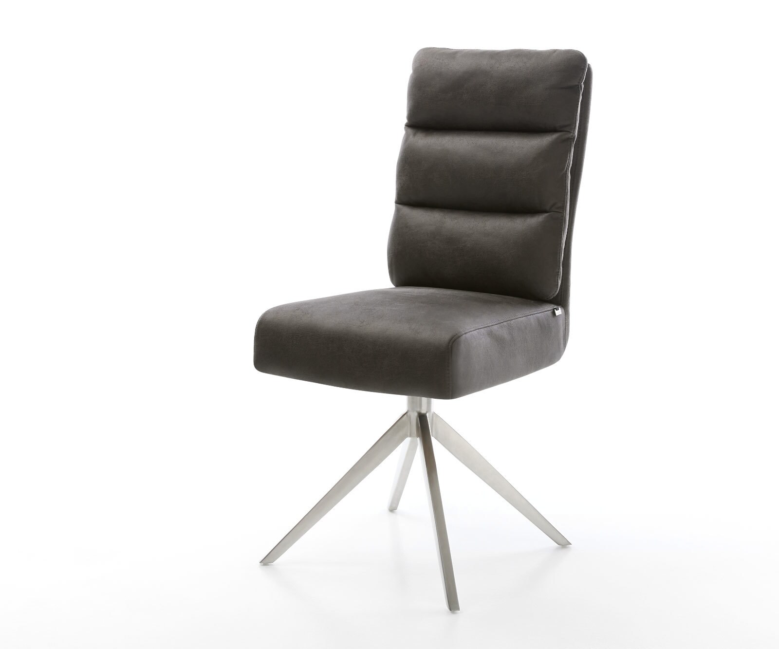 Draaistoel Pela-Flex microvelours antraciet vintage kruisframe breed roestvrij staal 360° draaibaar rocker-functie pocketveer kern