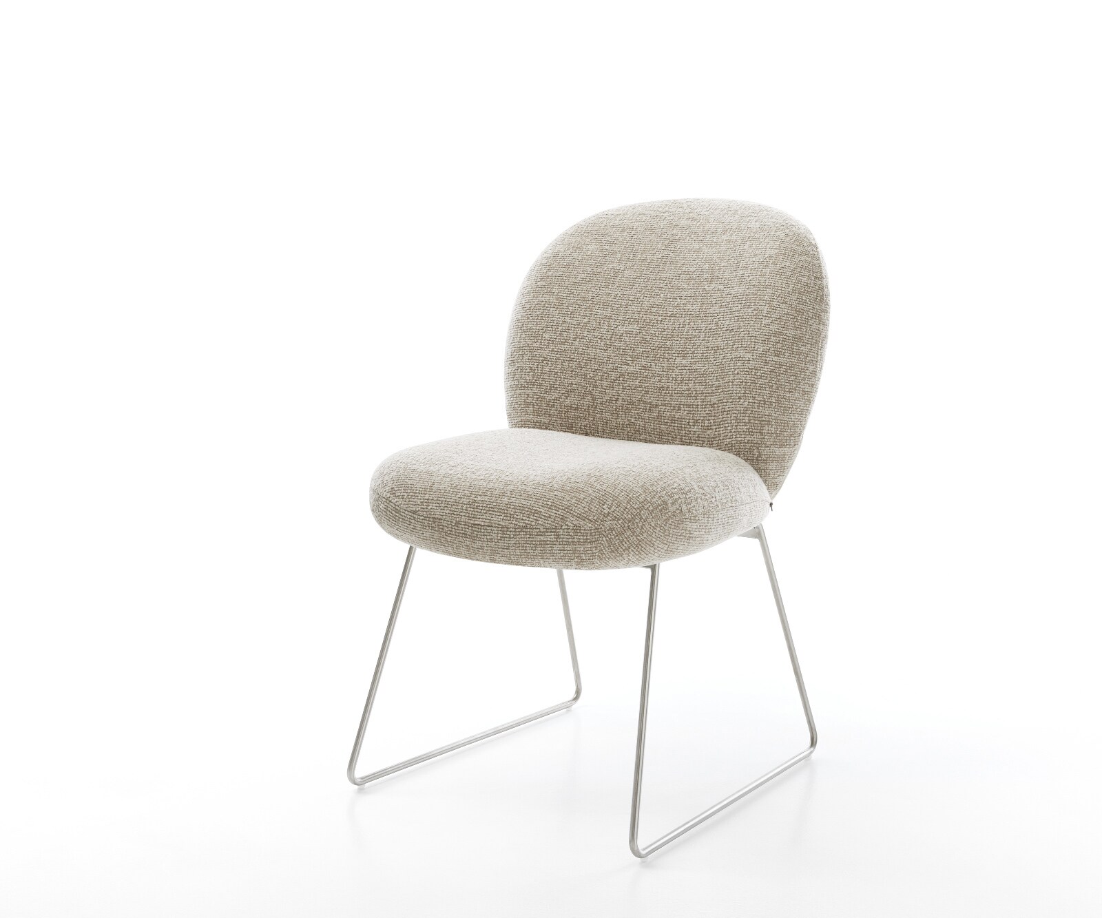 Eetkamerstoel Nube-Flex geweven stof beige slipframe roestvrij staal pocketveer kern 1
