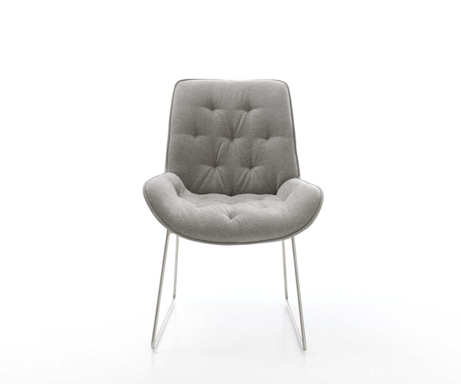 Eetkamerstoel Taimi-Flex zachte stof met structuur grijs slipframe roestvrij staal 2