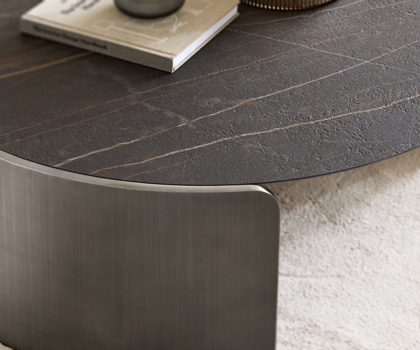 Salontafel Haru 90x35 cm keramiek Laminam® Noir Desir bruin metaalzilver 3