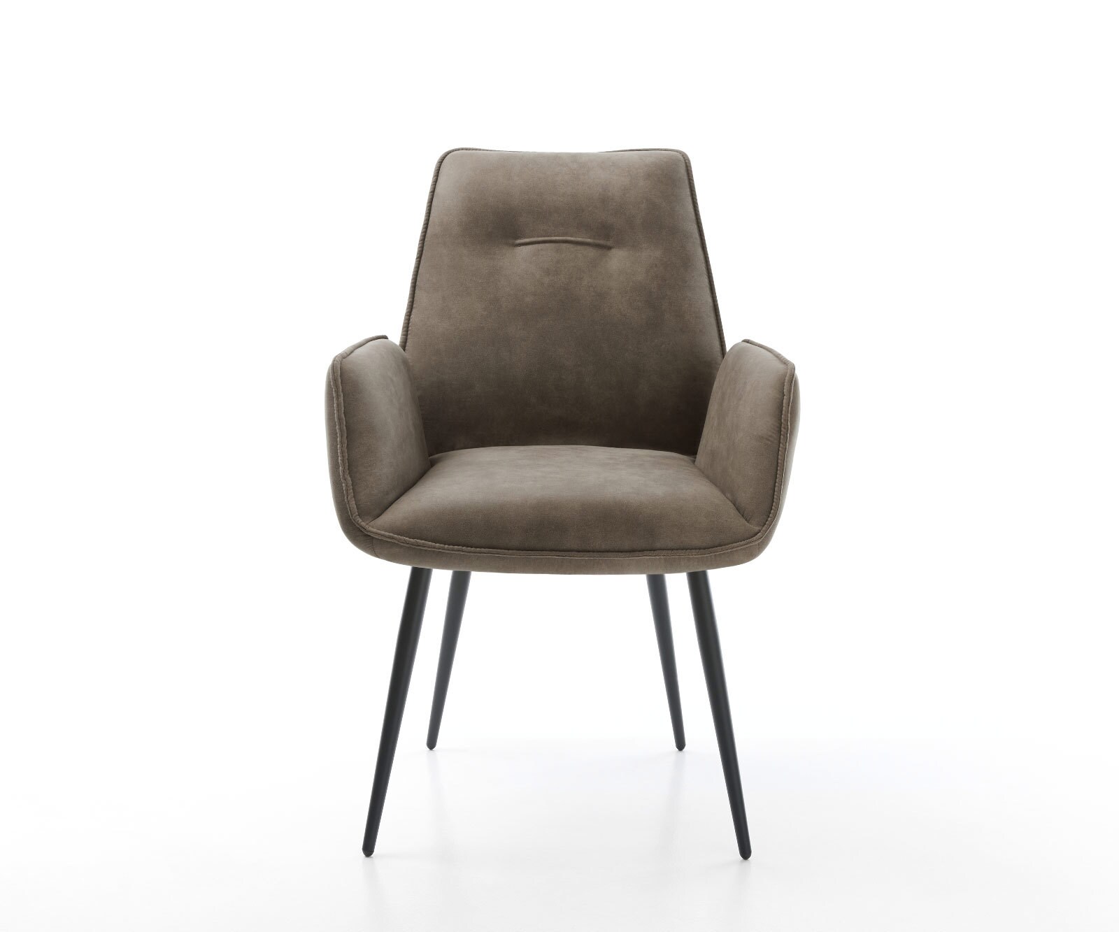 Eetkamerstoel Zoa-Flex microvelours taupe vintage 4-poot conisch zwart pocketveer kern 1 Eetkamerstoel Zoa-Flex microvelours taupe vintage 4-poot conisch zwart pocketveer kern 1