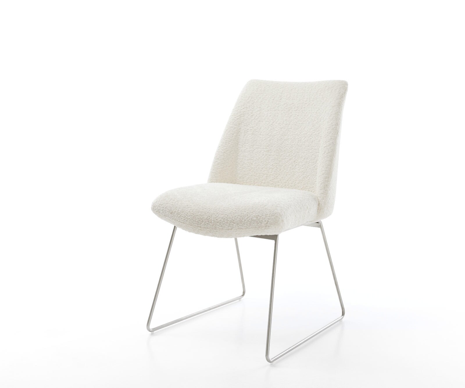 Eetkamerstoel Elso-Flex bouclé wit slipframe roestvrij staal pocketveer kern