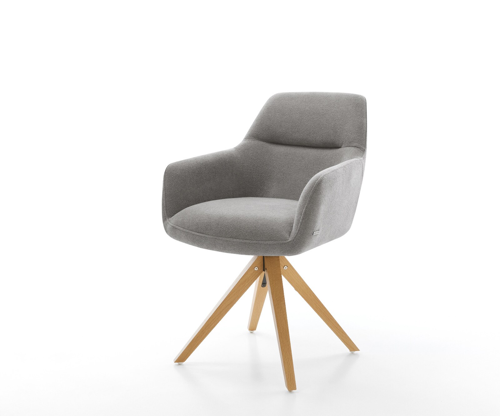 Draaistoel Pejo-Flex zachte stof met structuur grijs houten frame hoekig natuur 360° draaibaar pocketveer kern 1
