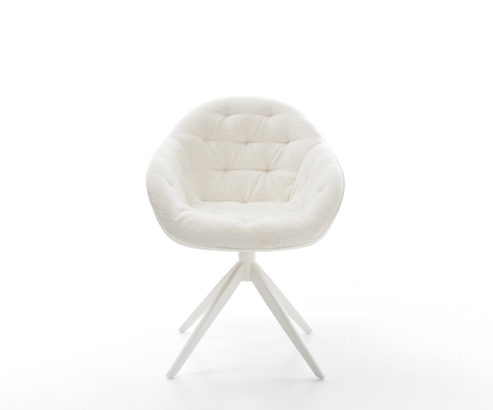 Draaistoel Gaio-Flex bouclé zacht beige kruisframe breed wit 360° draaibaar rocker-functie 1