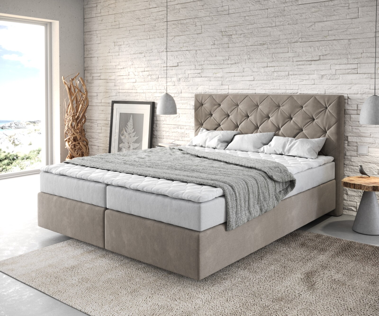Boxspringbed Dream-Great 160x200 microvezel Beige