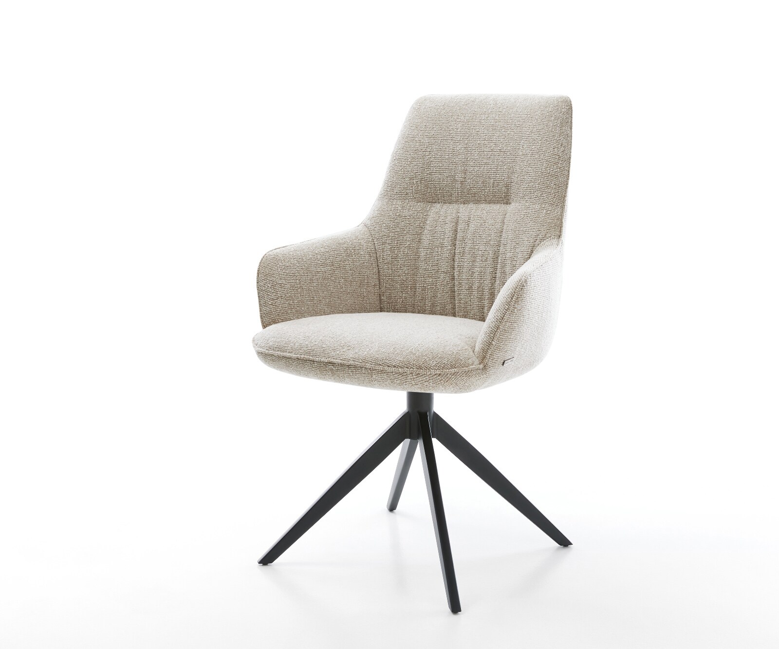 Draaistoel Zelia-Flex met armleuning geweven stof beige kruisframe breed zwart 360° draaibaar rocker-functie pocketveer kern