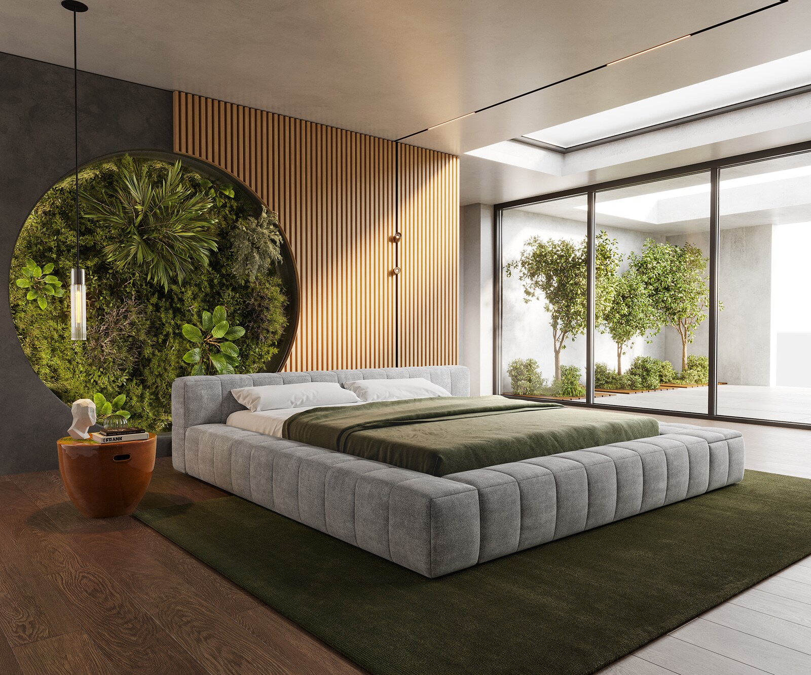 Gestoffeerd bedframe Espazio 180x200 cm structuurstof soft grijs