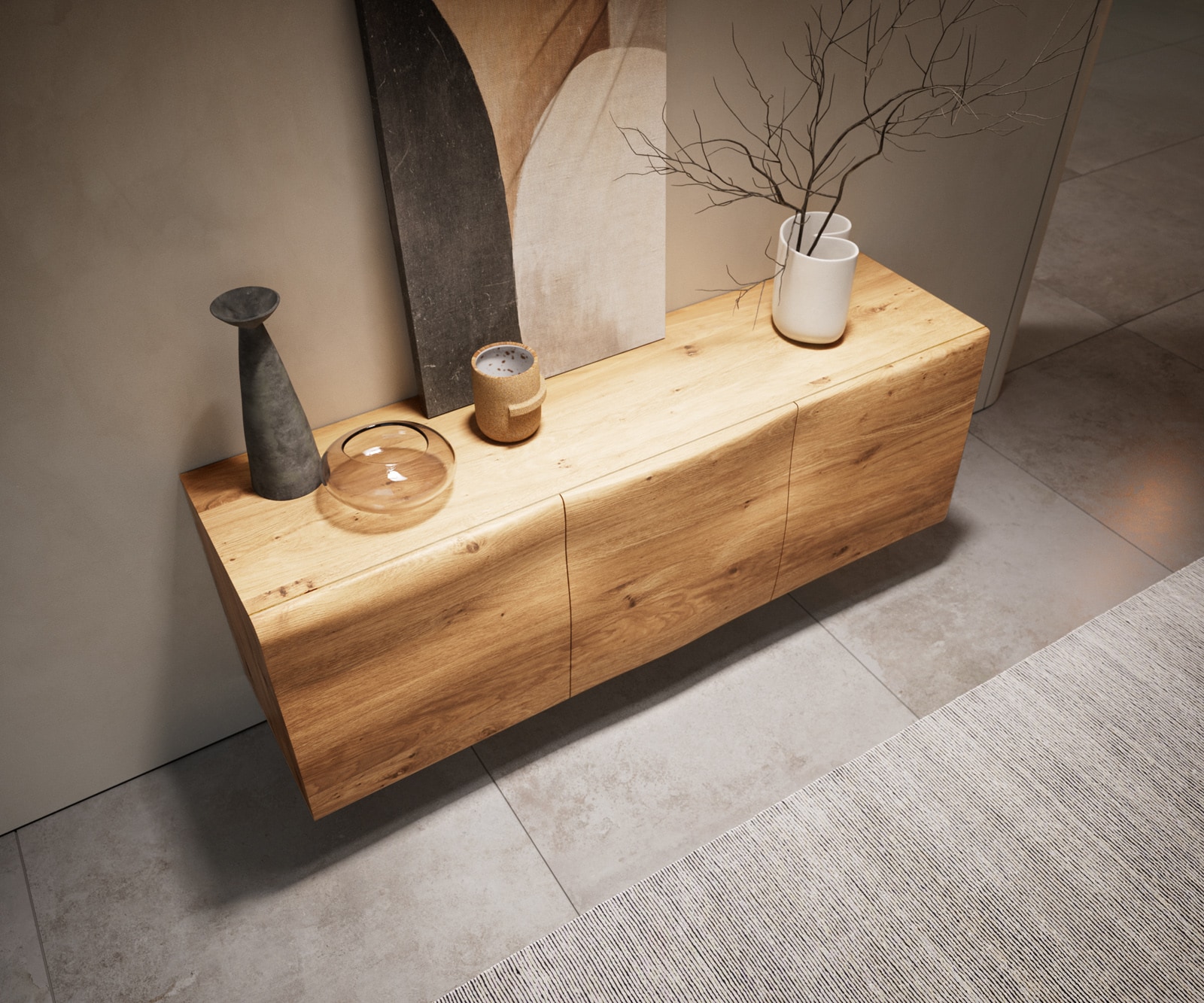 Dressoir New Live-Edge 145 cm eiken natuur 3 deuren glasonderstel 5 Dressoir New Live-Edge 145 cm eiken natuur 3 deuren glasonderstel 5