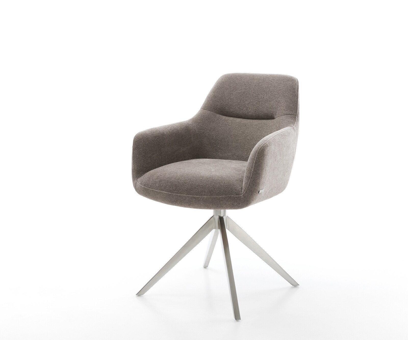 Draaistoel Pejo-Flex zachte stof met structuur taupe kruisframe breed roestvrij staal 360° draaibaar rocker-functie pocketveer kern