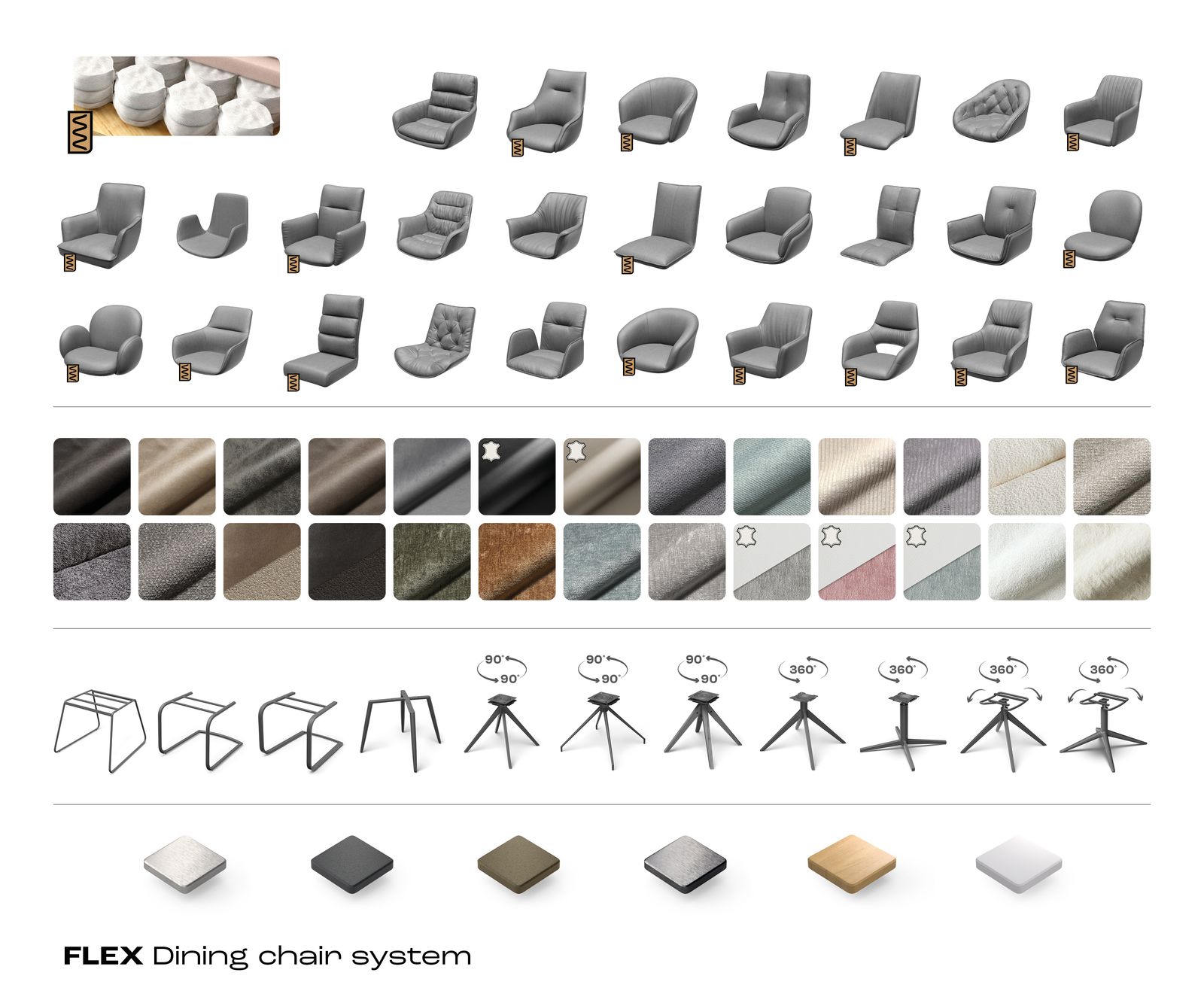 Draaistoel Alja-Flex met armleuning bouclé zacht beige kruispoot roestvrij staal 360° draaibaar rocker-functie pocketveer kern 7