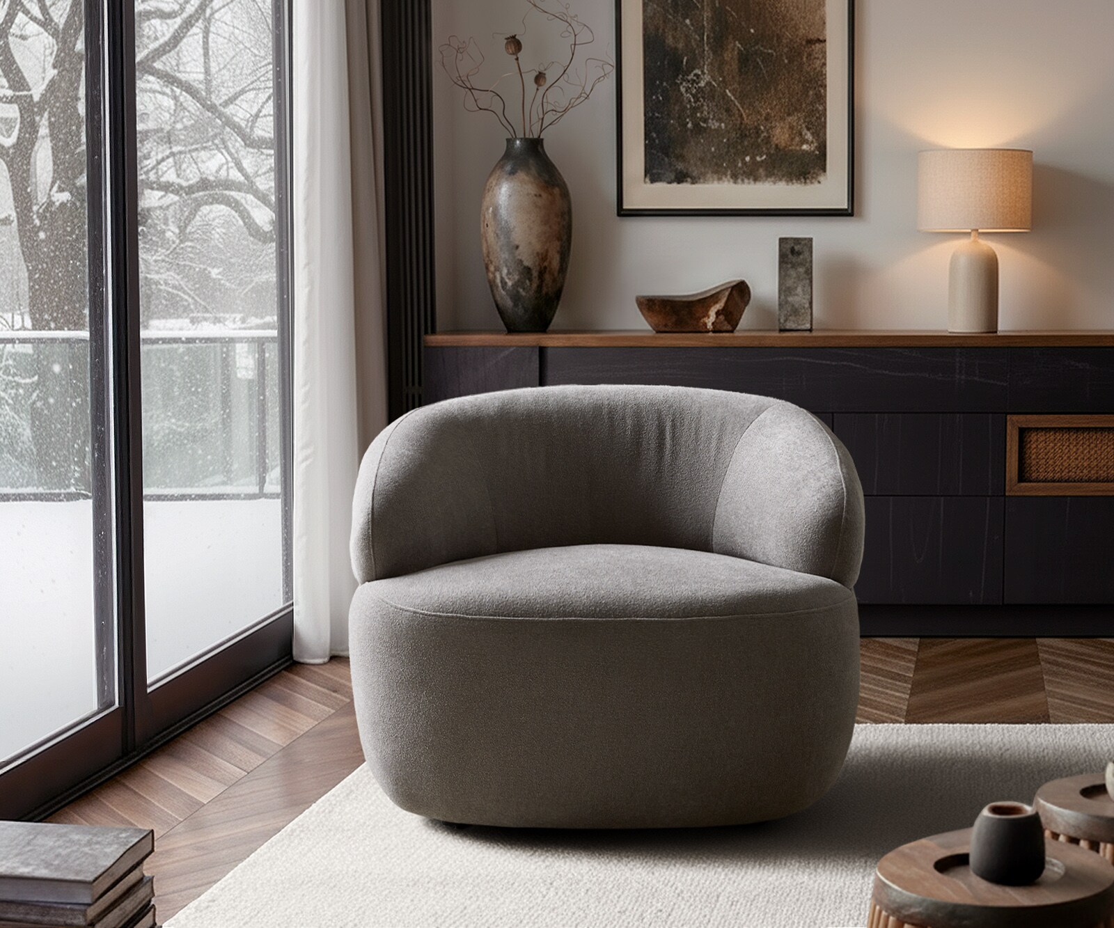 Fauteuil Nova 88x88 cm structuurstof soft grijs 1