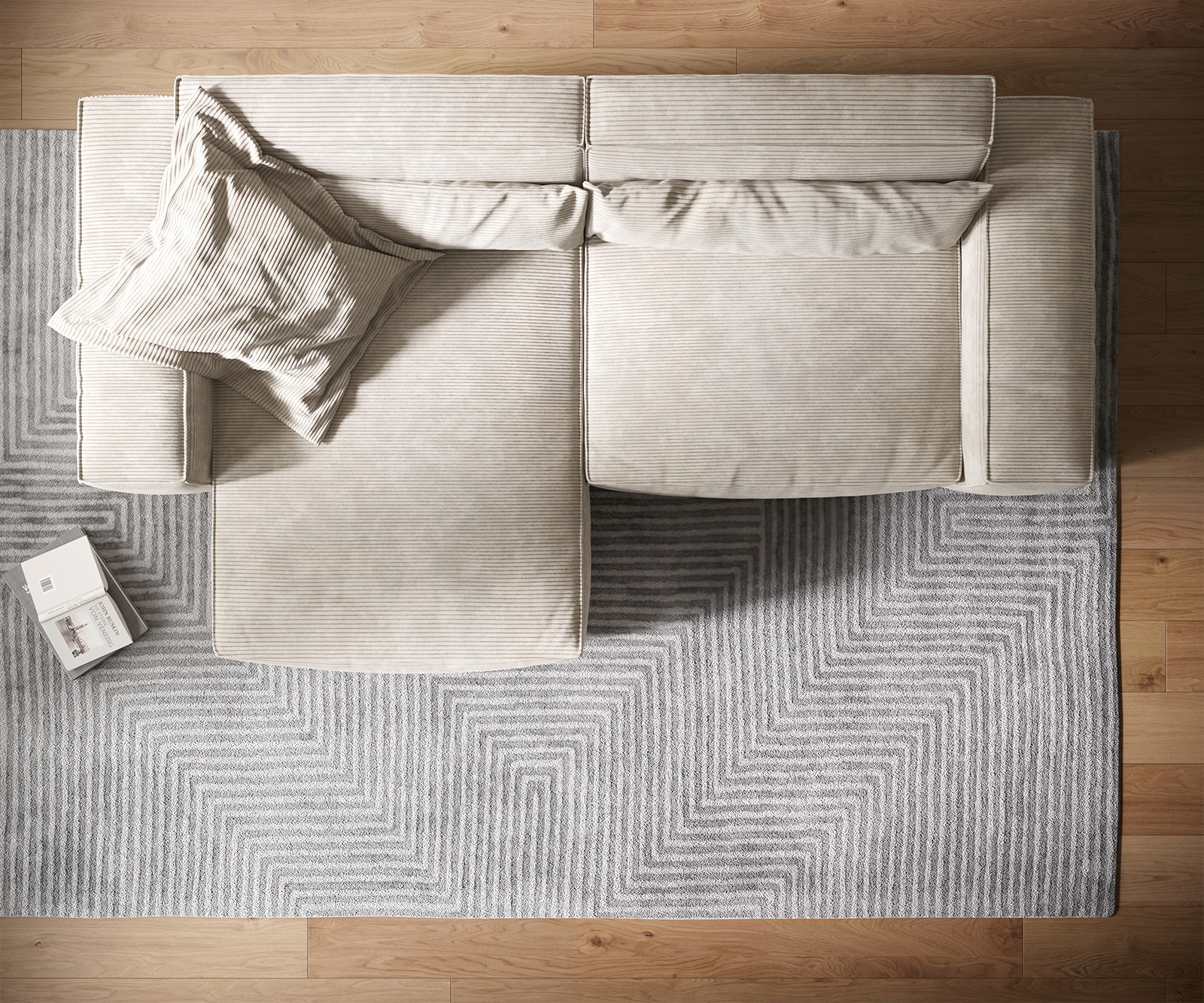 Hoekbank Sirpio XL 270x170 cm koord beige recamiere variabele 5 Hoekbank Sirpio XL 270x170 cm koord beige recamiere variabele 5