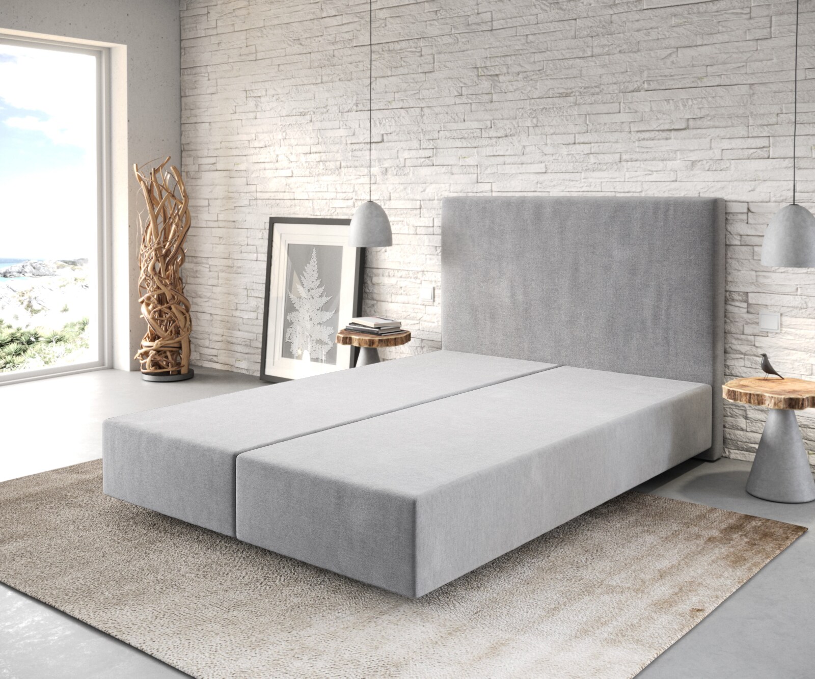 Boxspring frame Dream-Well 140x200 cm Grijs Mikrofaser Boxspring frame Dream-Well 140x200 cm Grijs Mikrofaser