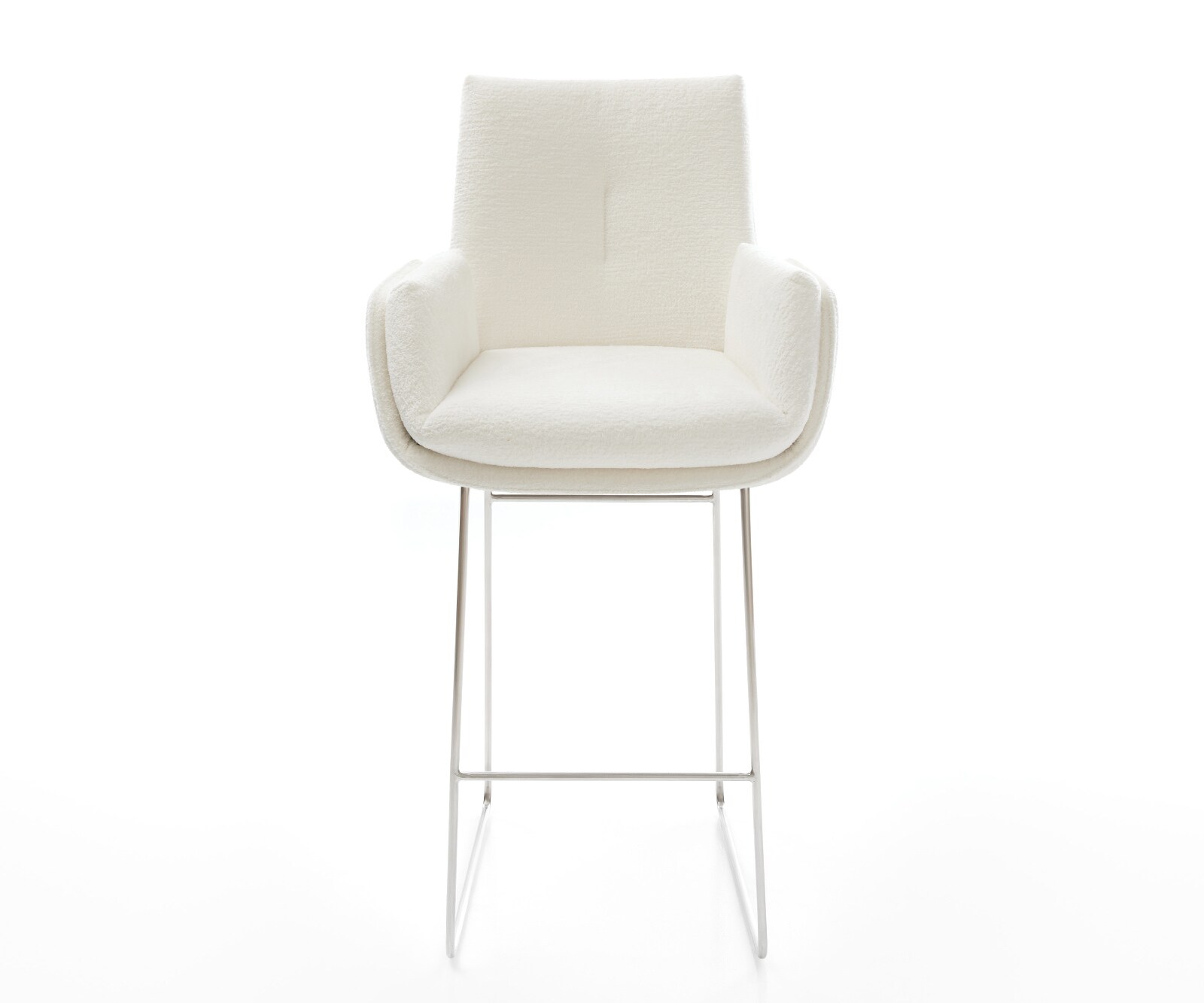 Barstoel Clea-Flex Bouclé zacht Beige Sledeonderstel roestvrij staal Zilver 2