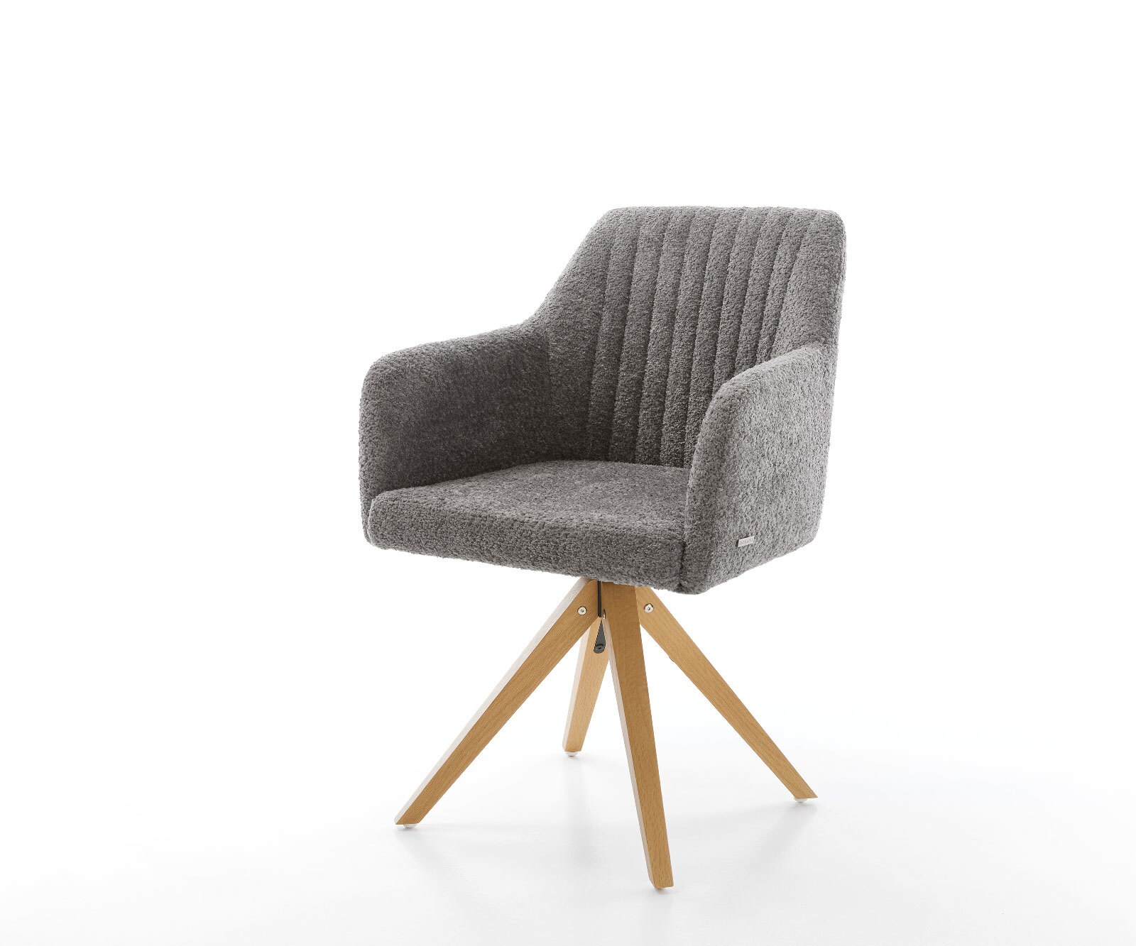 Eetkamerstoel Greg-Flex bouclé grijs houten frame hoekig natuur pocketveer kern