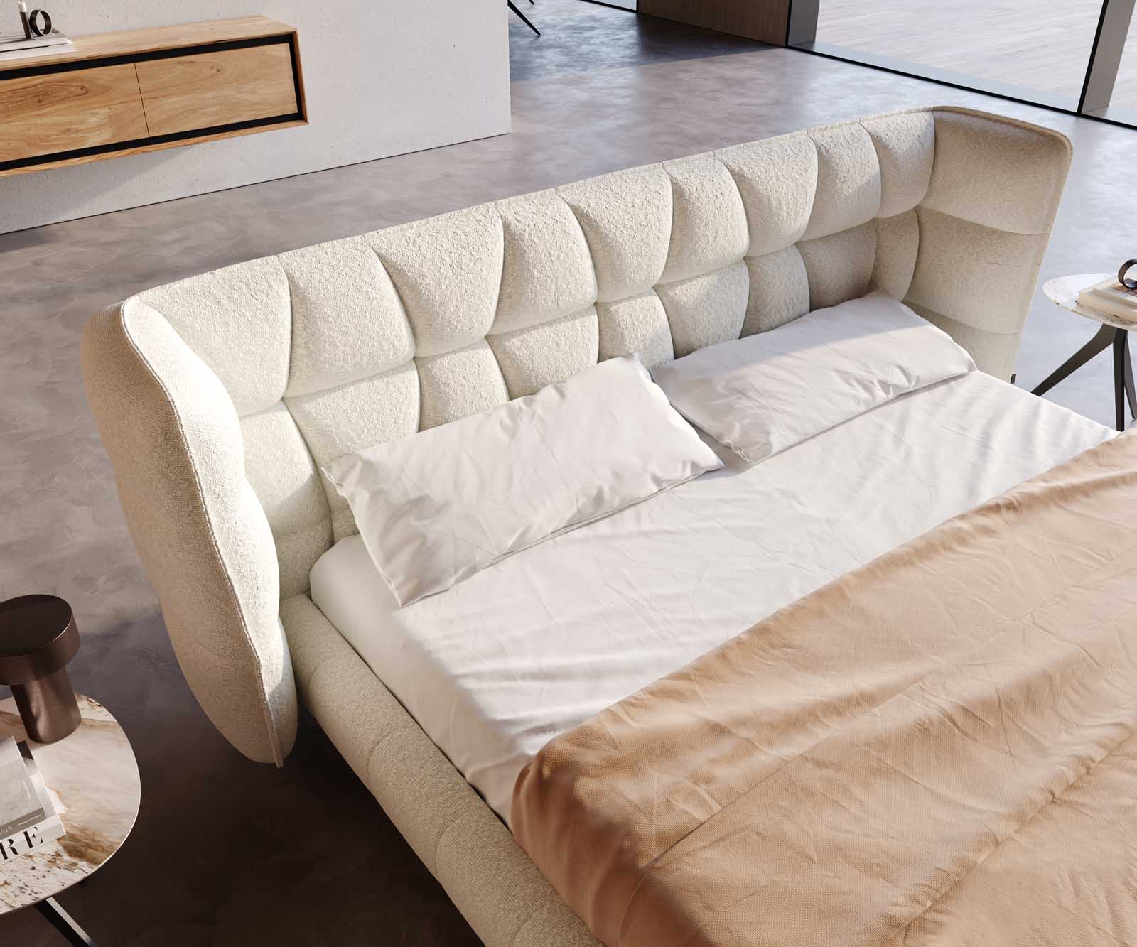 Bedframe Capujo 180x200 cm Bouclé crèmewit 3