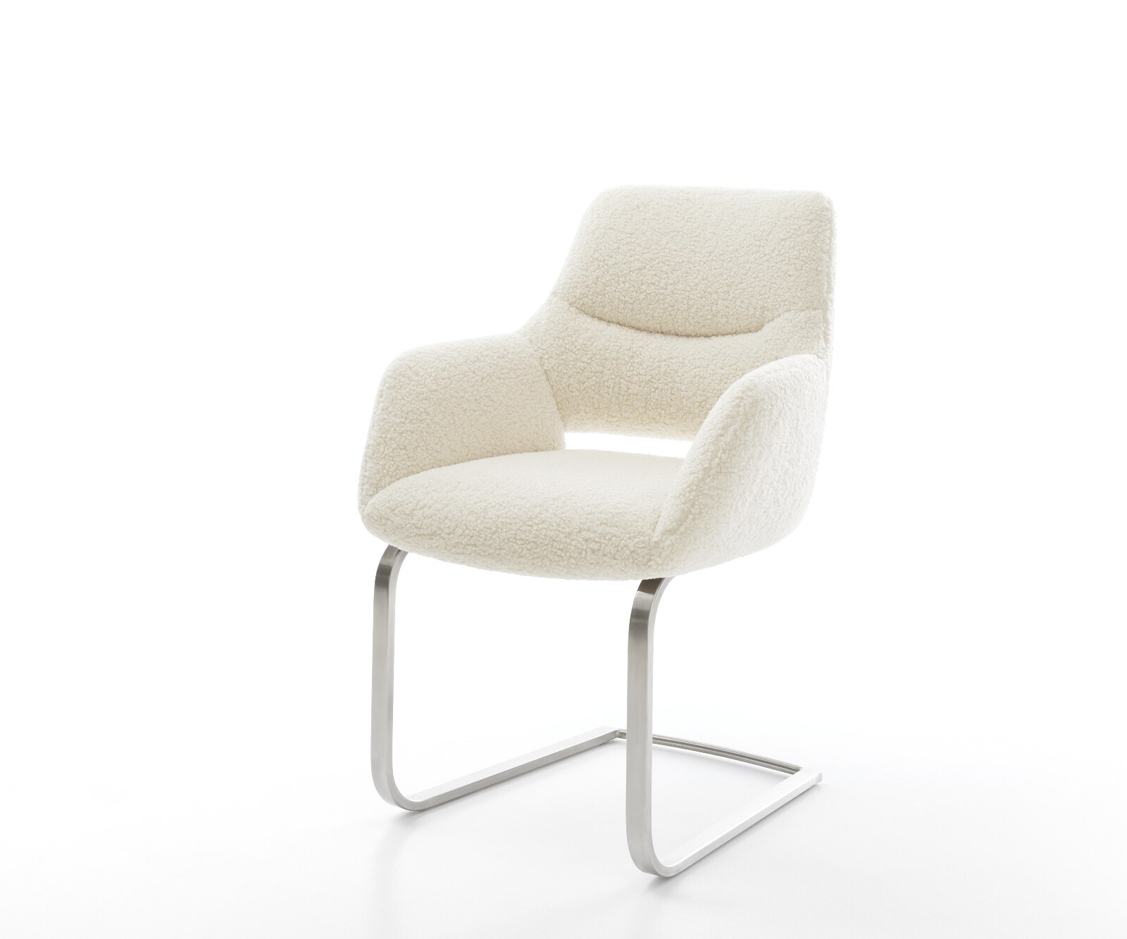 Sledemodel Yago-Flex met armleuning teddy beige sledemodel vlak roestvrij staal pocketveer kern 1