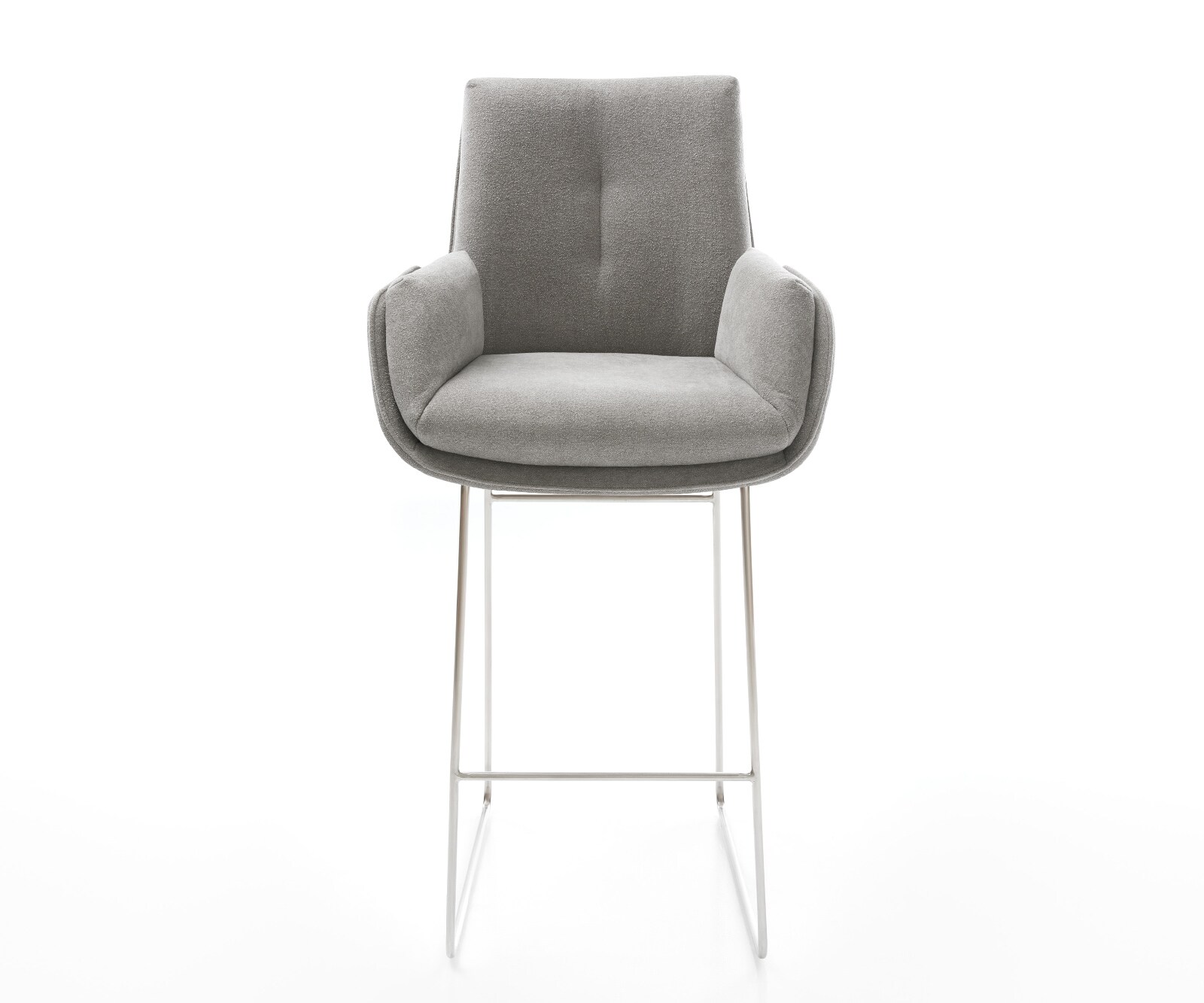 Barstoel Clea-Flex structuurstof zacht grijs sledepootframe RVS pocketvering 2