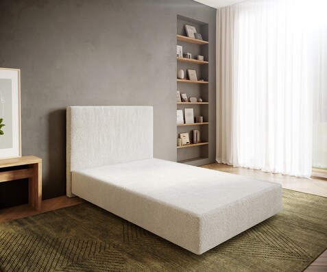 Boxspringframe Dream-Well 120x200 cm Bouclé Crème-Wit