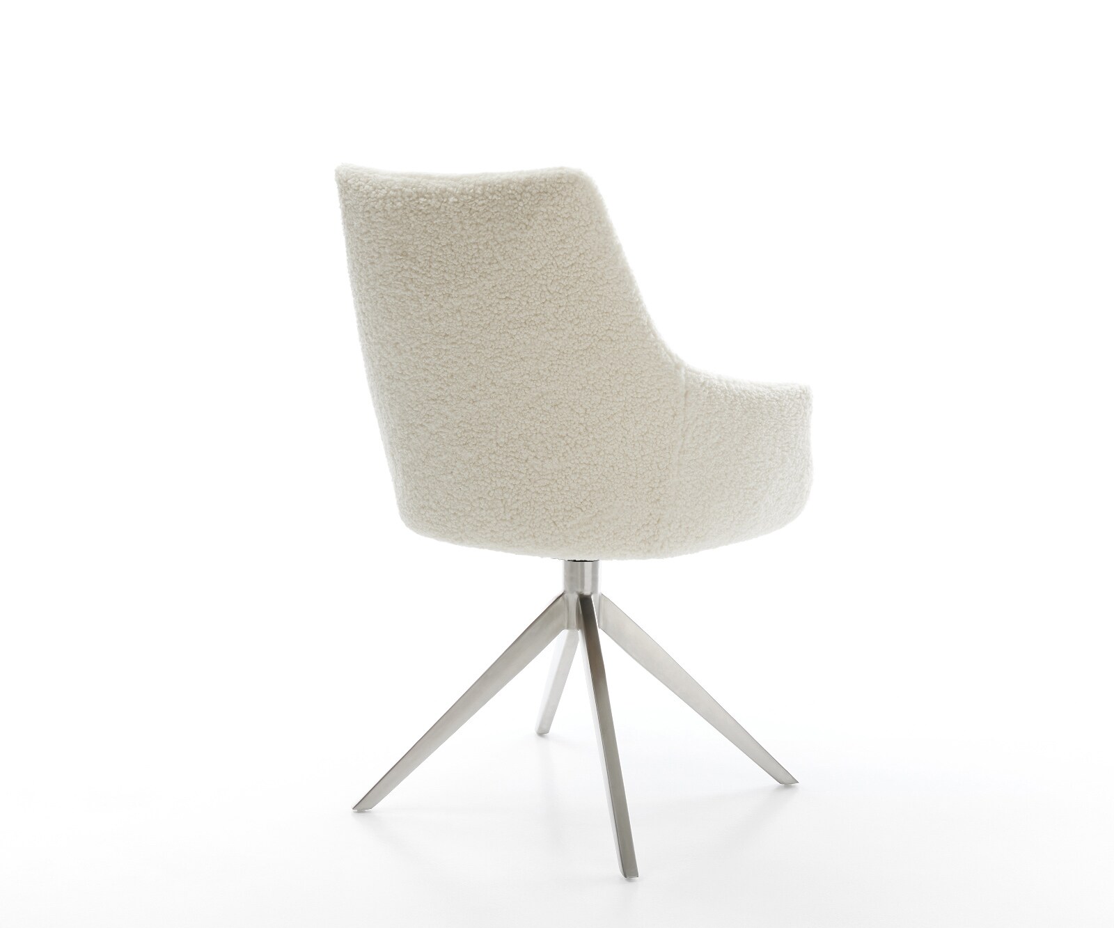 Draaistoel Alja-Flex met armleuning teddy beige kruisframe breed roestvrij staal 360° draaibaar rocker-functie pocketveer kern 4