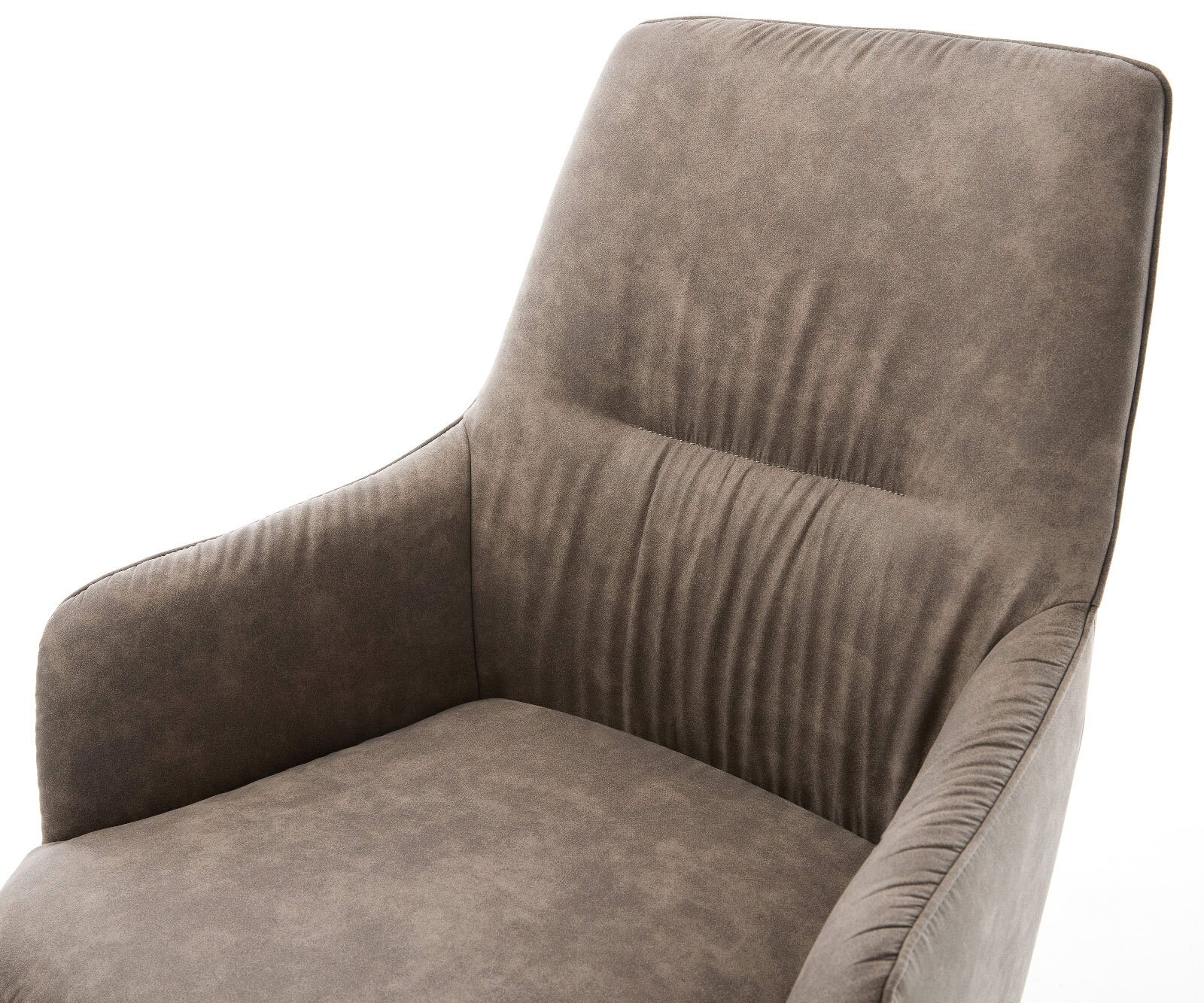 Draaistoel Zelia-Flex met armleuning microvelours taupe vintage kruisframe breed roestvrij staal 360° draaibaar rocker-functie pocketveer kern 3