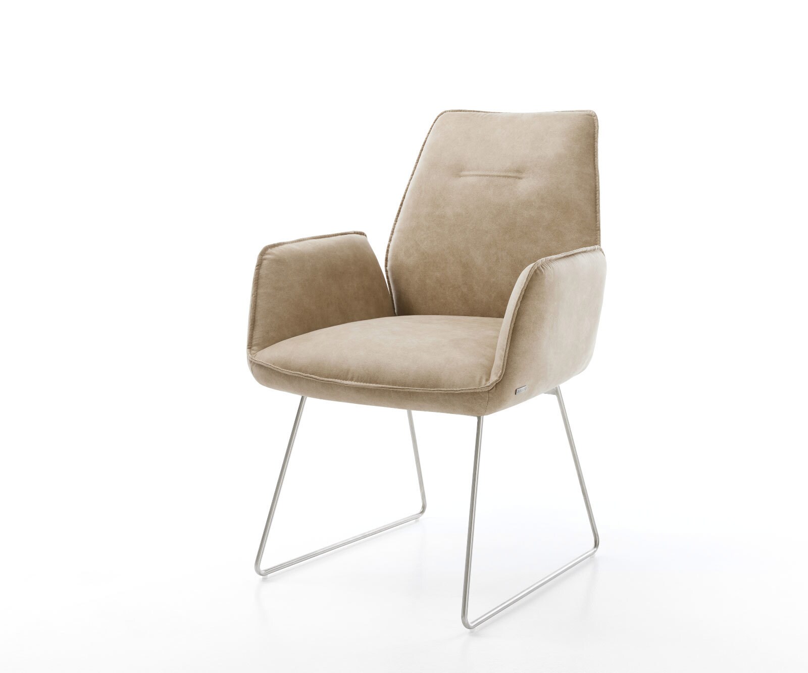Eetkamerstoel Zoa-Flex microvelours beige vintage slipframe roestvrij staal pocketveer kern